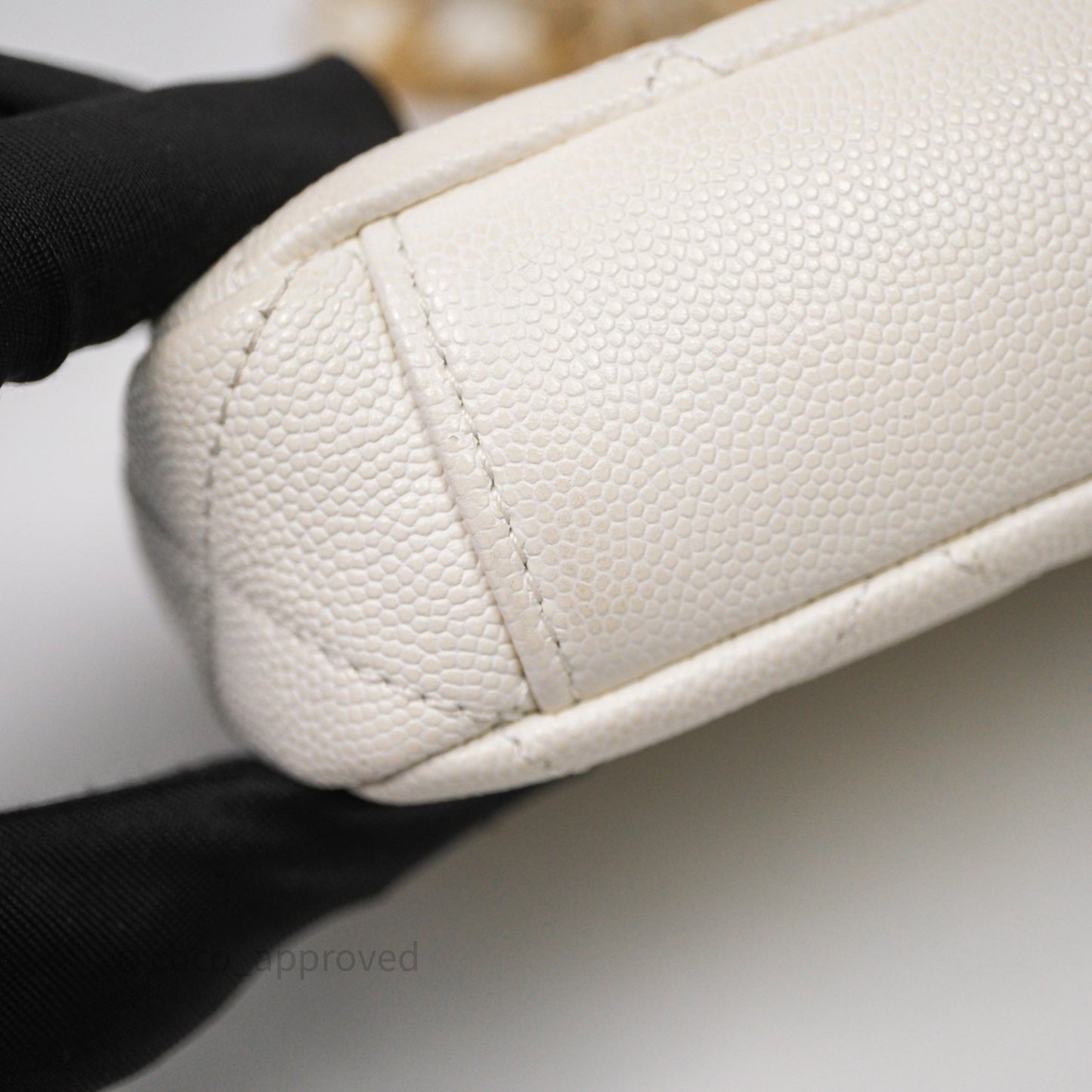 Chanel Mini Flap White Caviar Bag Double Chain Gold Hardware