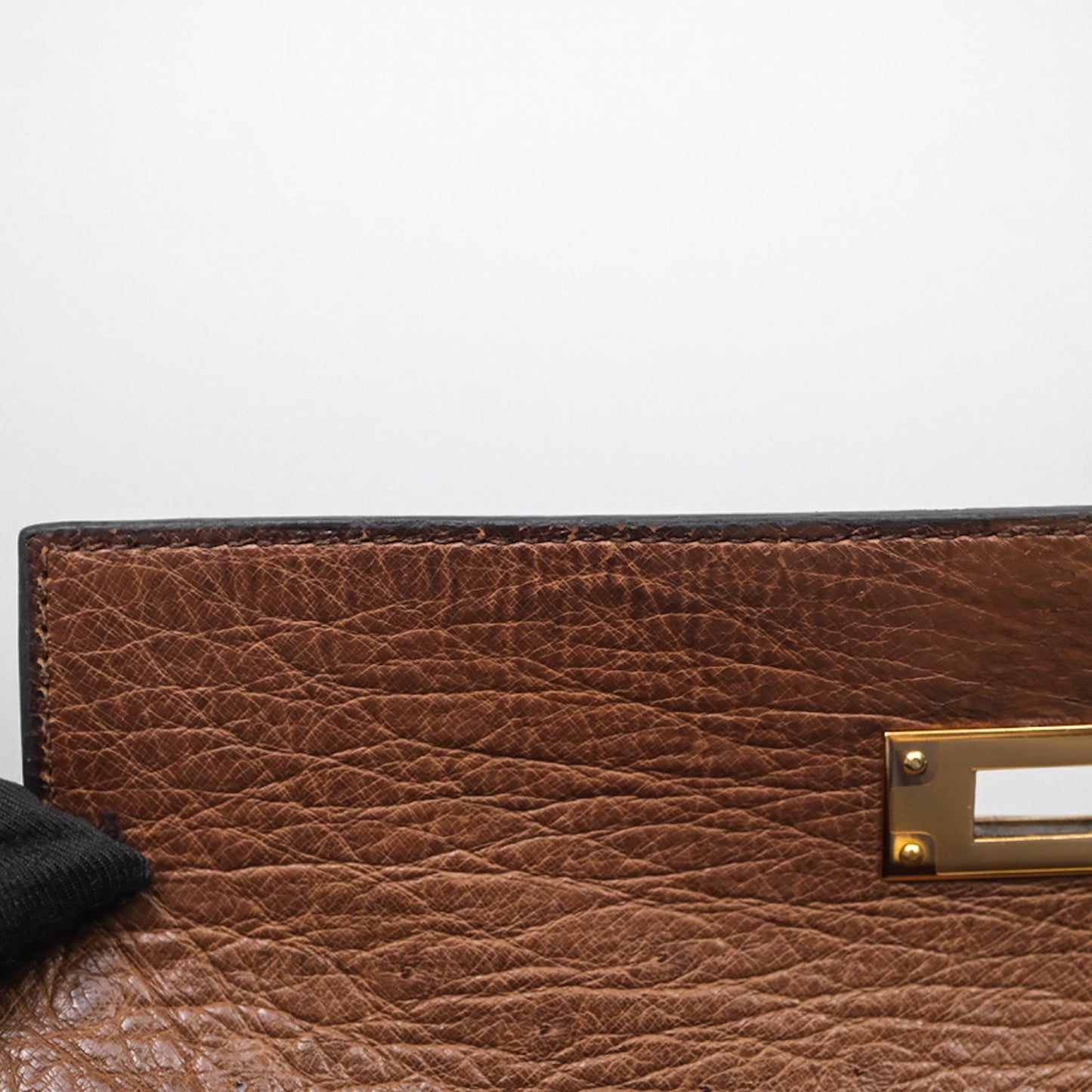 Hermès Kelly 28 Chocolate Ostrish Sellier Gold Hardware