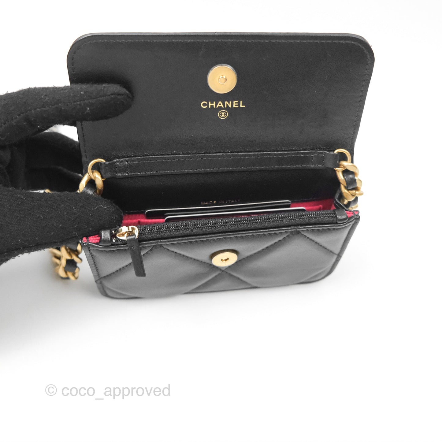 Chanel 19 Clutch With Chain Black Lambskin Mixed Hardware