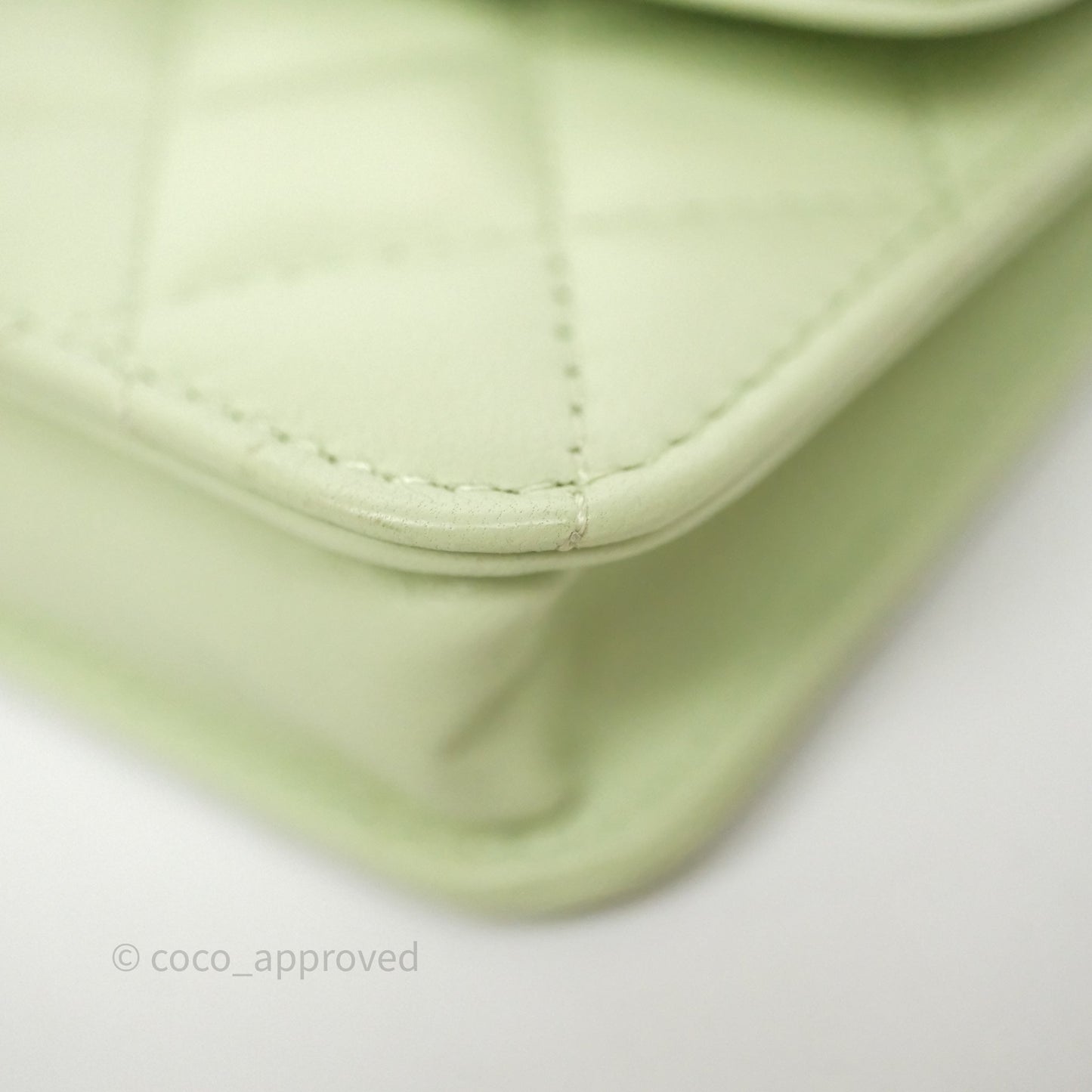 Chanel Pearl Crush Mini Clutch Belt Bag Green Lambskin Aged Gold Hardware
