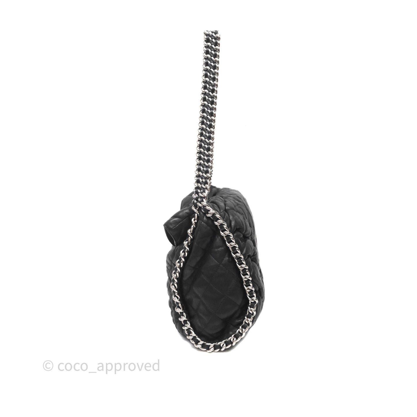 Chanel Chain Around Calfskin Hobo Black Silver Hardware