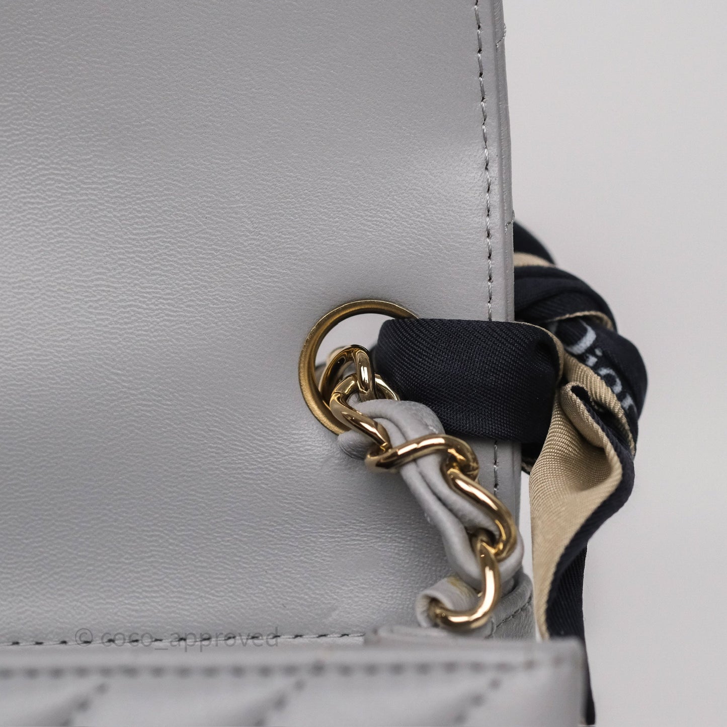 Chanel Mini Square Flap Chevron Grey Lambskin Gold Hardware