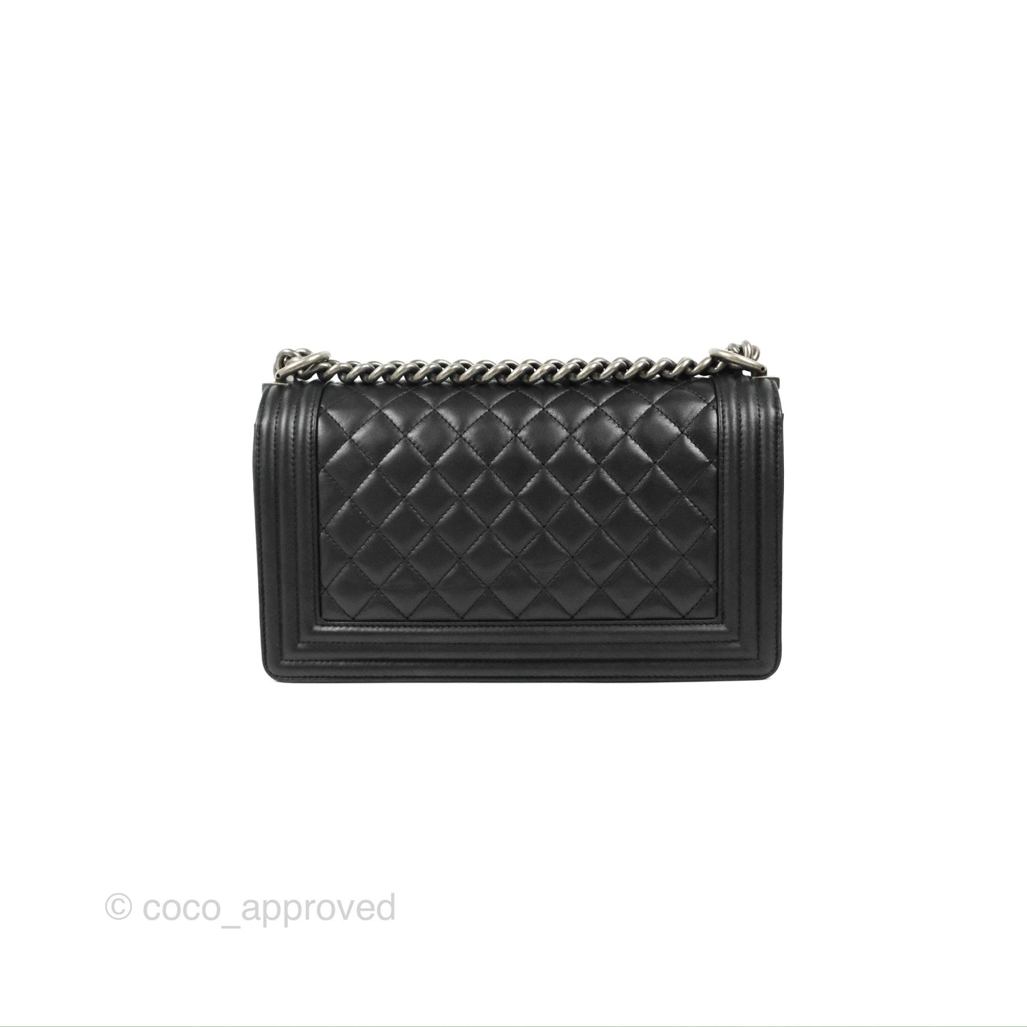 Chanel Quilted Medium Boy Black Calfskin Ruthenium Hardware