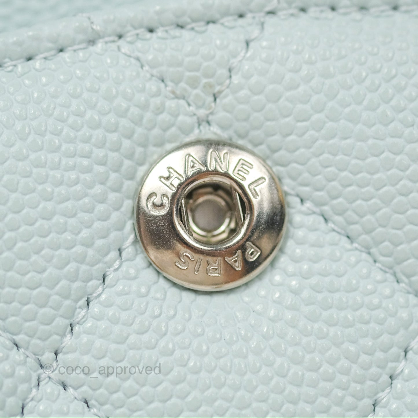 Chanel Medium Classic Flap Quilted Pale Blue Caviar Silver Hardware