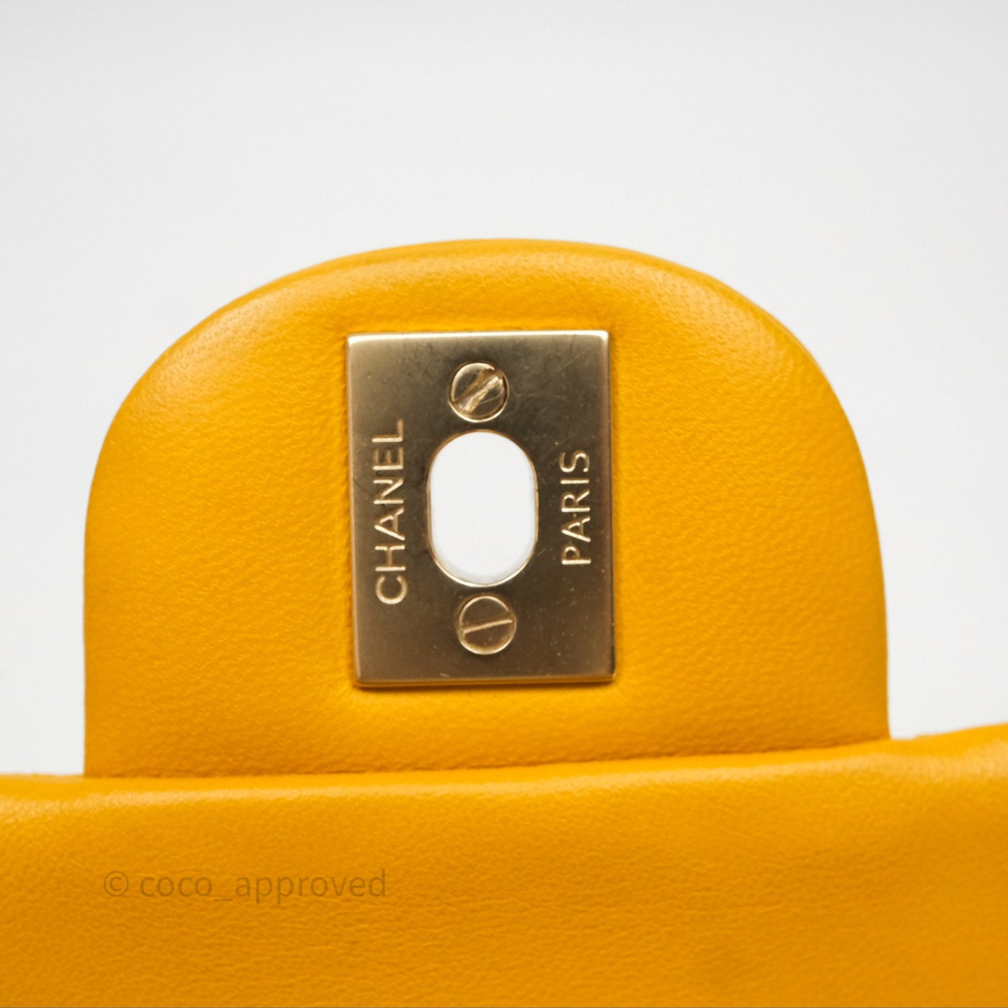 Chanel Mini Square Flap Quilted Yellow Lambskin Gold Hardware