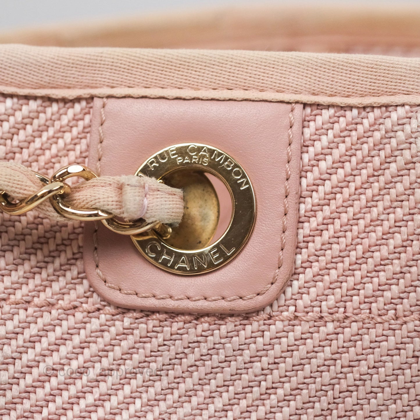 Chanel Small Vertical Deauville Canvas Pink Gold Hardware