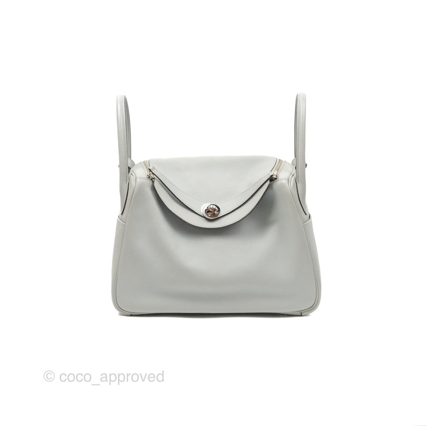 Hermès Lindy 30 Bleu Glacier Evercolor Palladium Hardware
