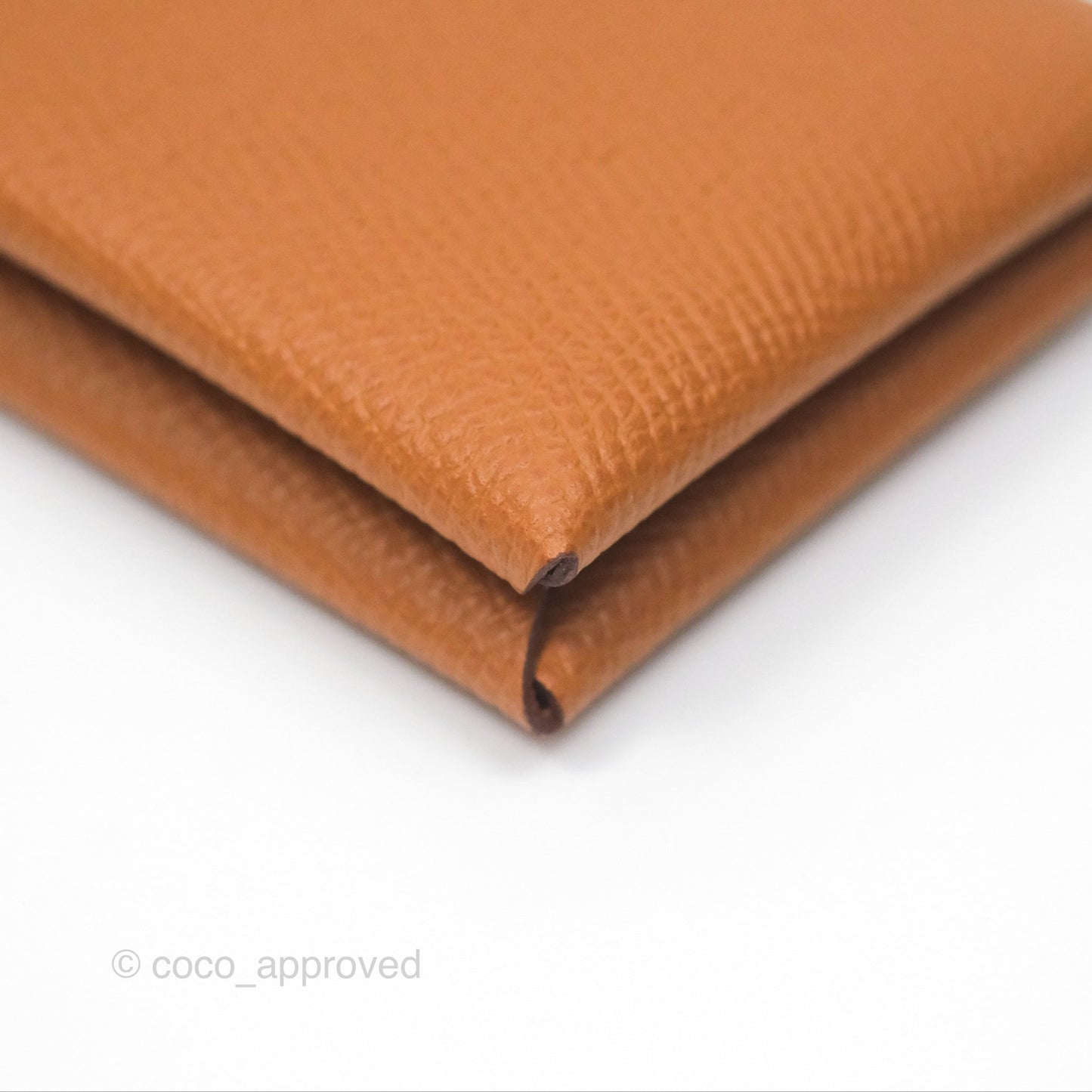 Hermès Calvi Card Holder Gold Epsom