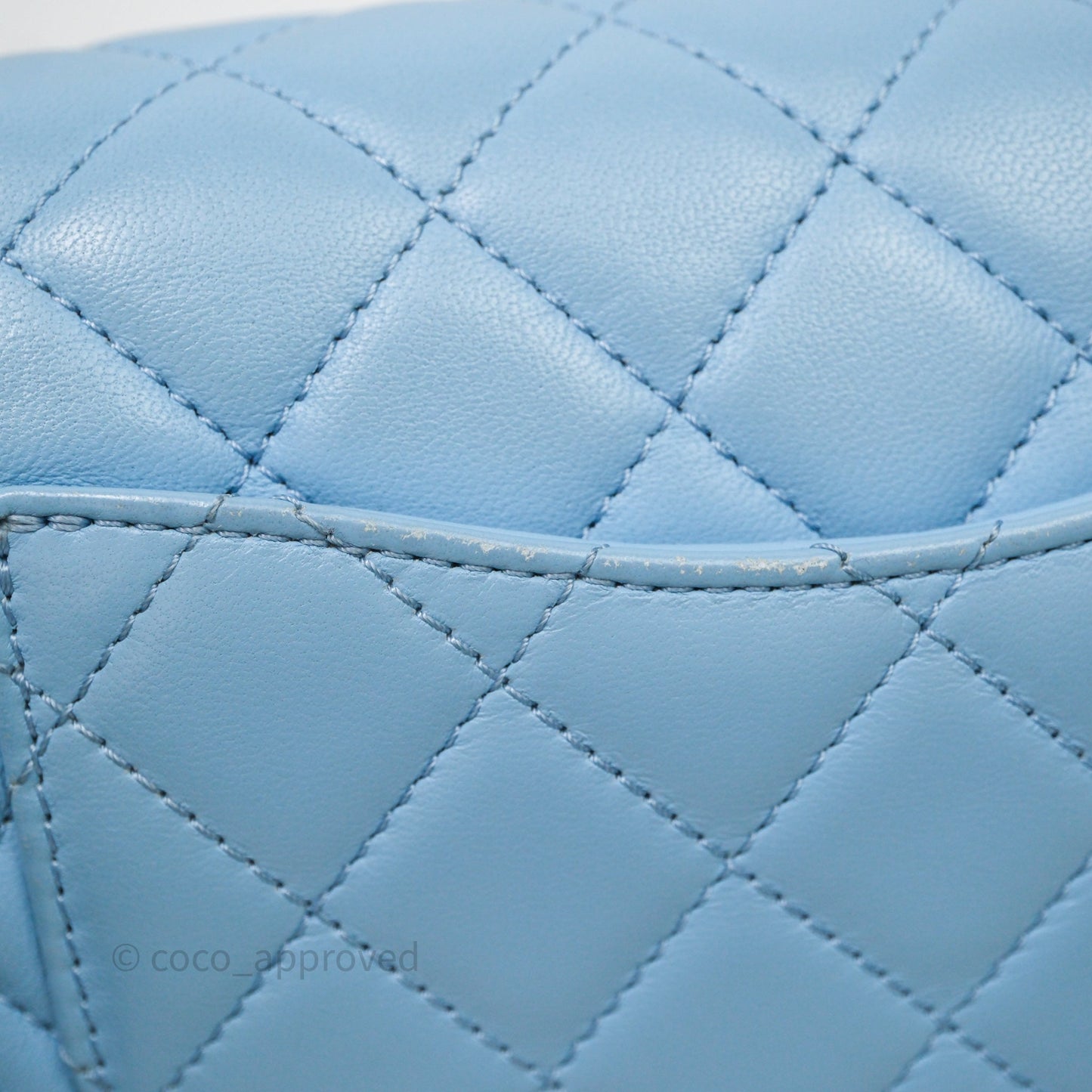 Chanel Mini Rectangular Pearl Crush Quilted Blue Lambskin Aged Gold Hardware