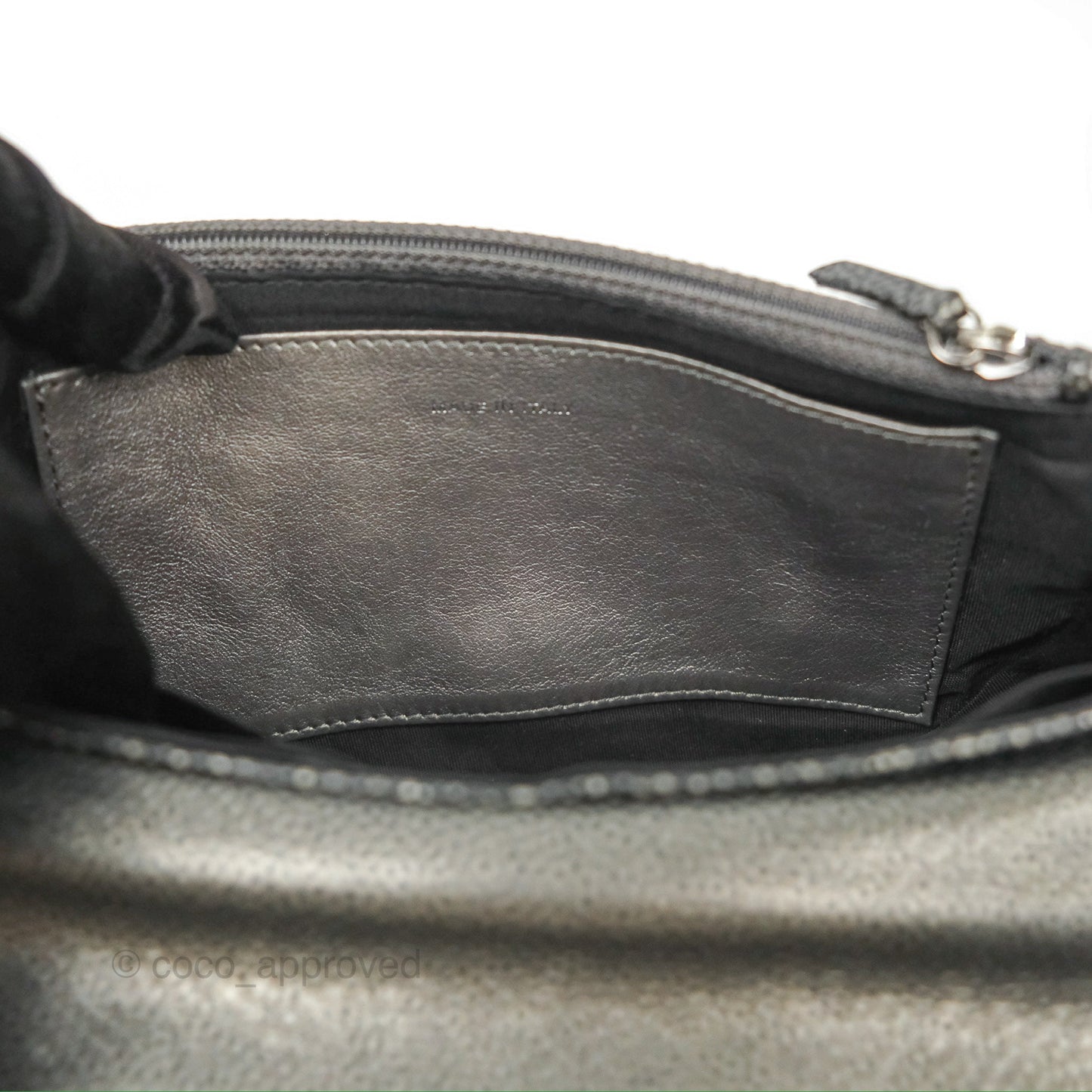 Chanel Half Moon Wallet on Chain WOC Metallic Dark Grey Caviar Silver Hardware