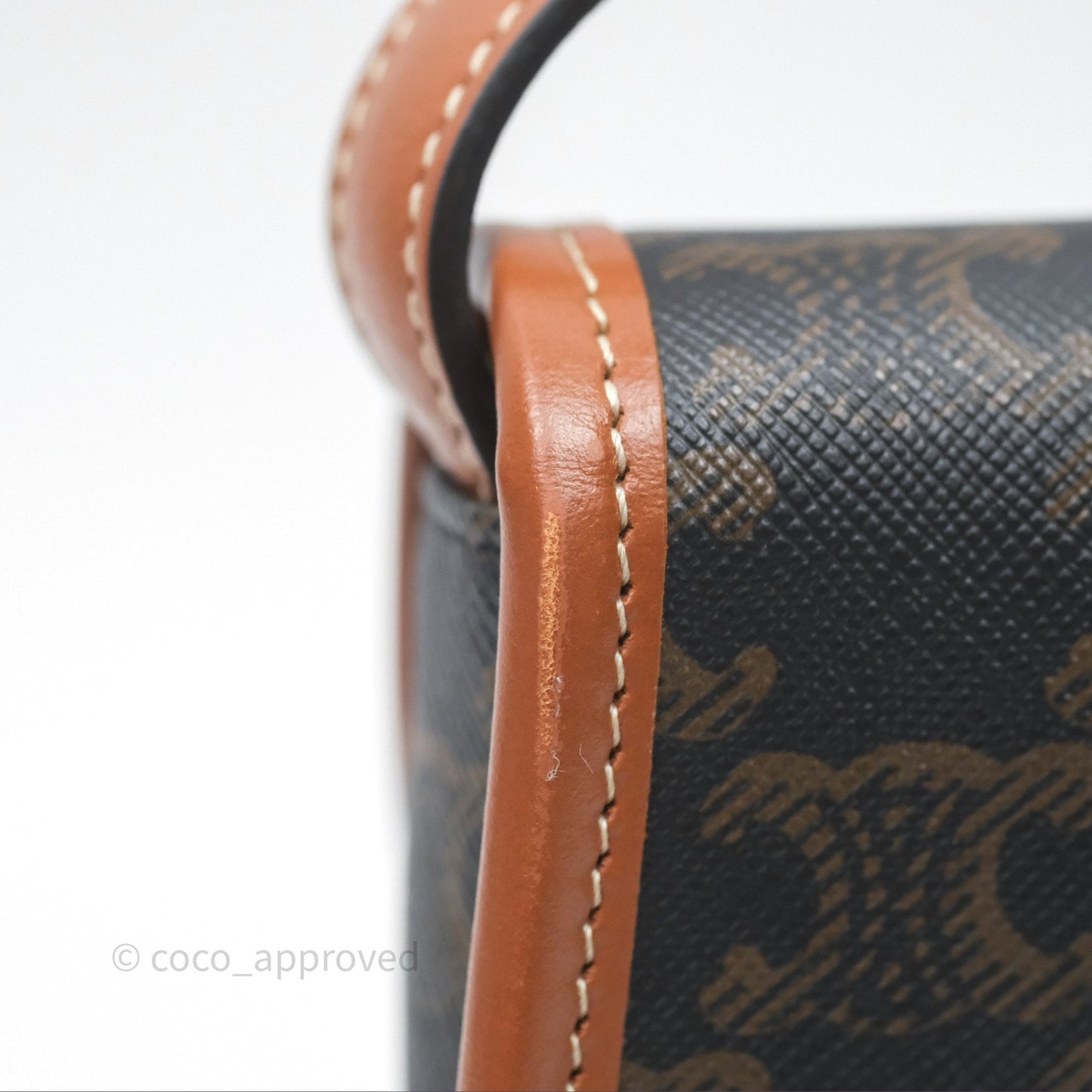 Celine Mini Besace Triomphe Canvas Calfskin Tan