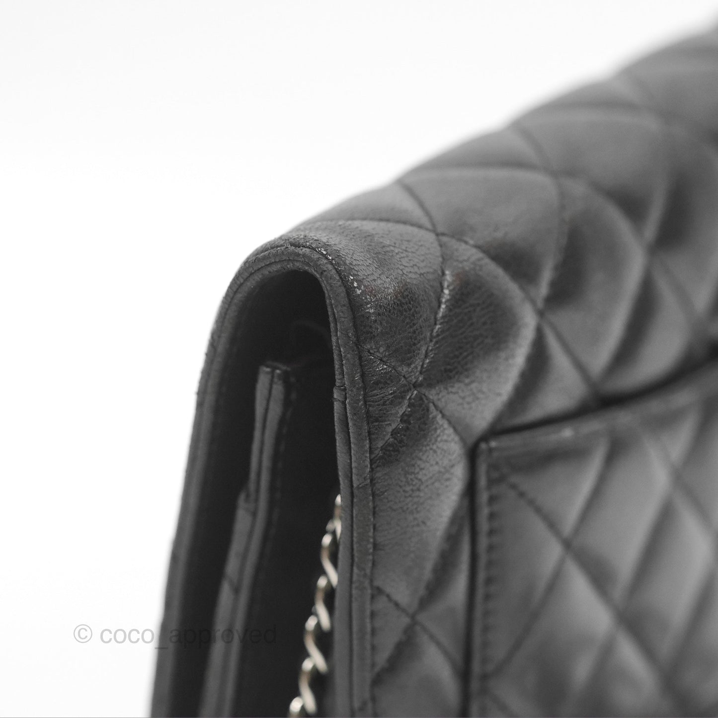 Chanel Quilted Classic Wallet On Chain WOC Black Lambskin Silver Hardware