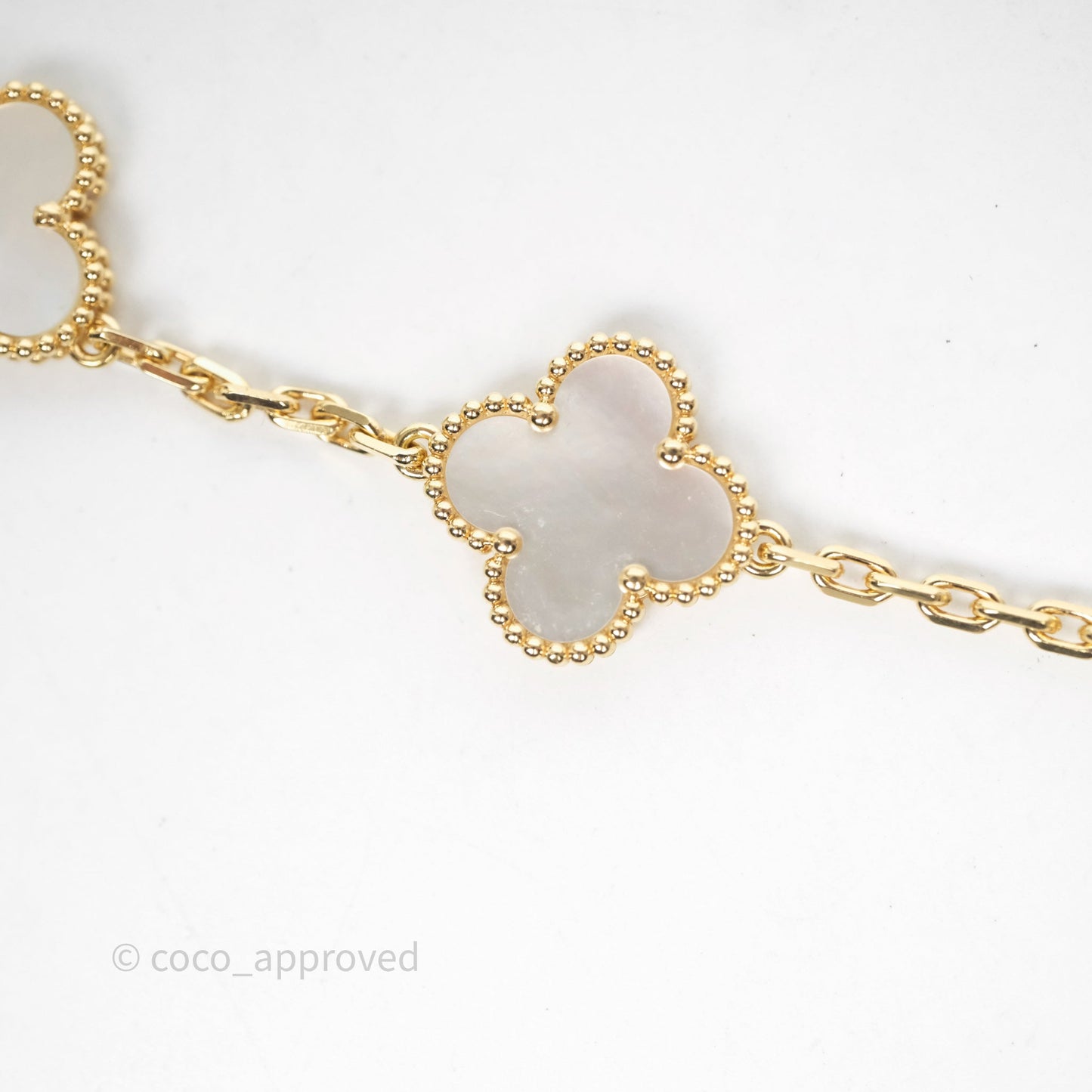 Van Cleef & Arpels Vintage Alhambra 5 Motifs White Yellow Gold Bracelet
