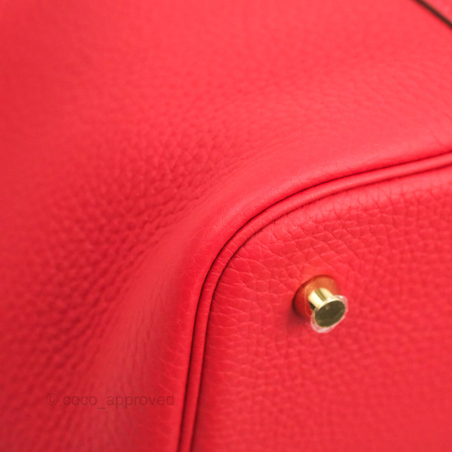 Hermès Picotin 22 Red Rouge Clemence Gold Hardware