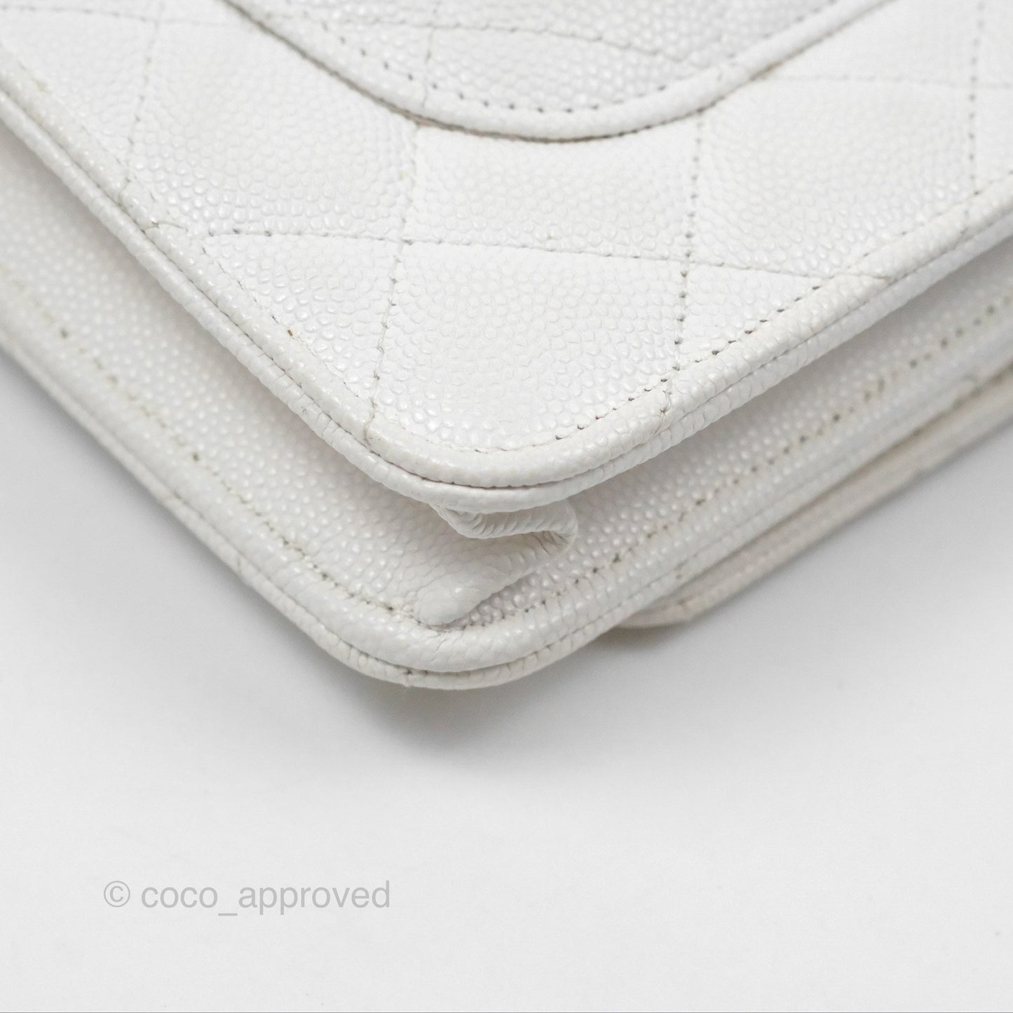 Chanel Quilted Classic Wallet on Chain WOC White Caviar Gold Hardware