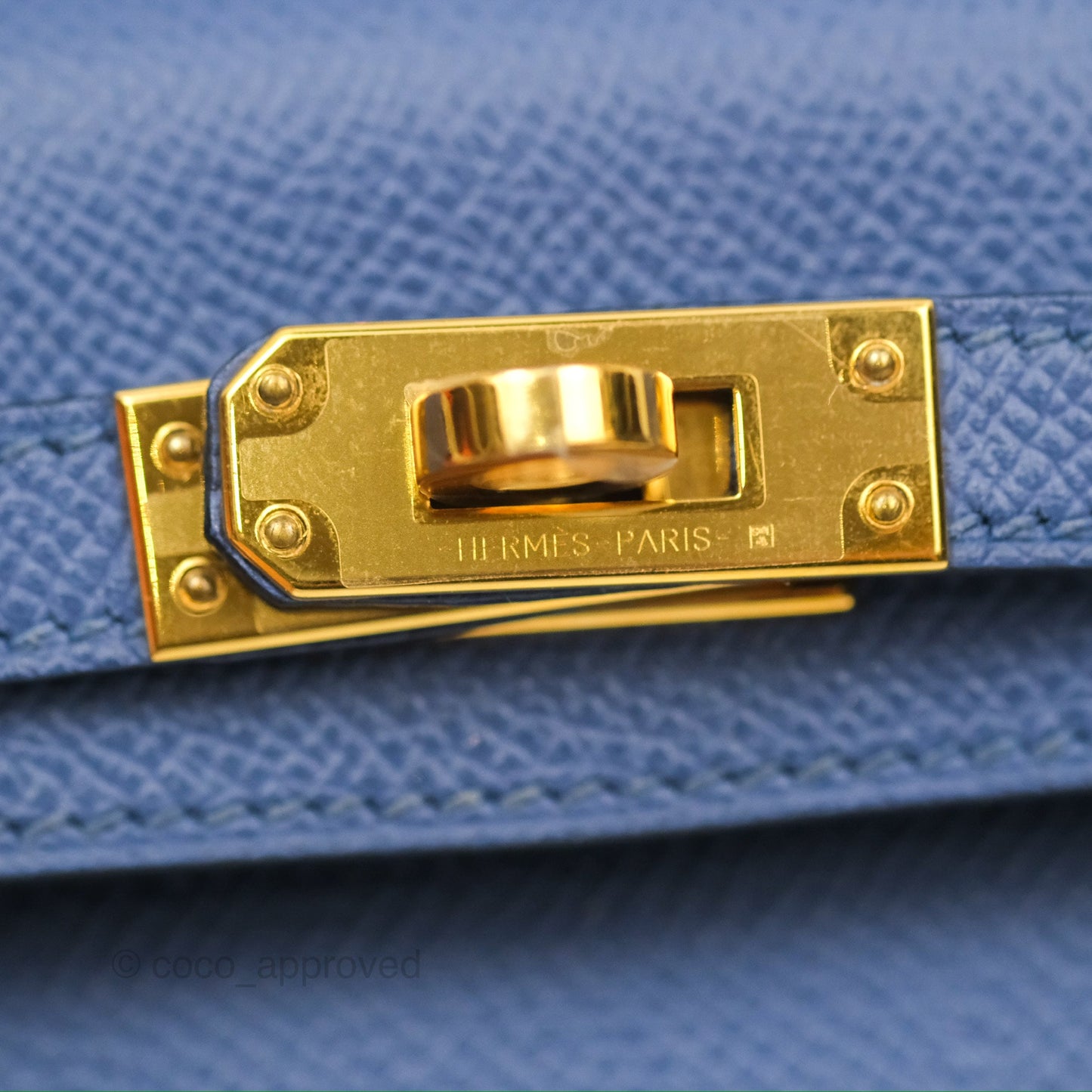Hermès Mini Kelly II Bleu Brighton Epsom Gold Hardware