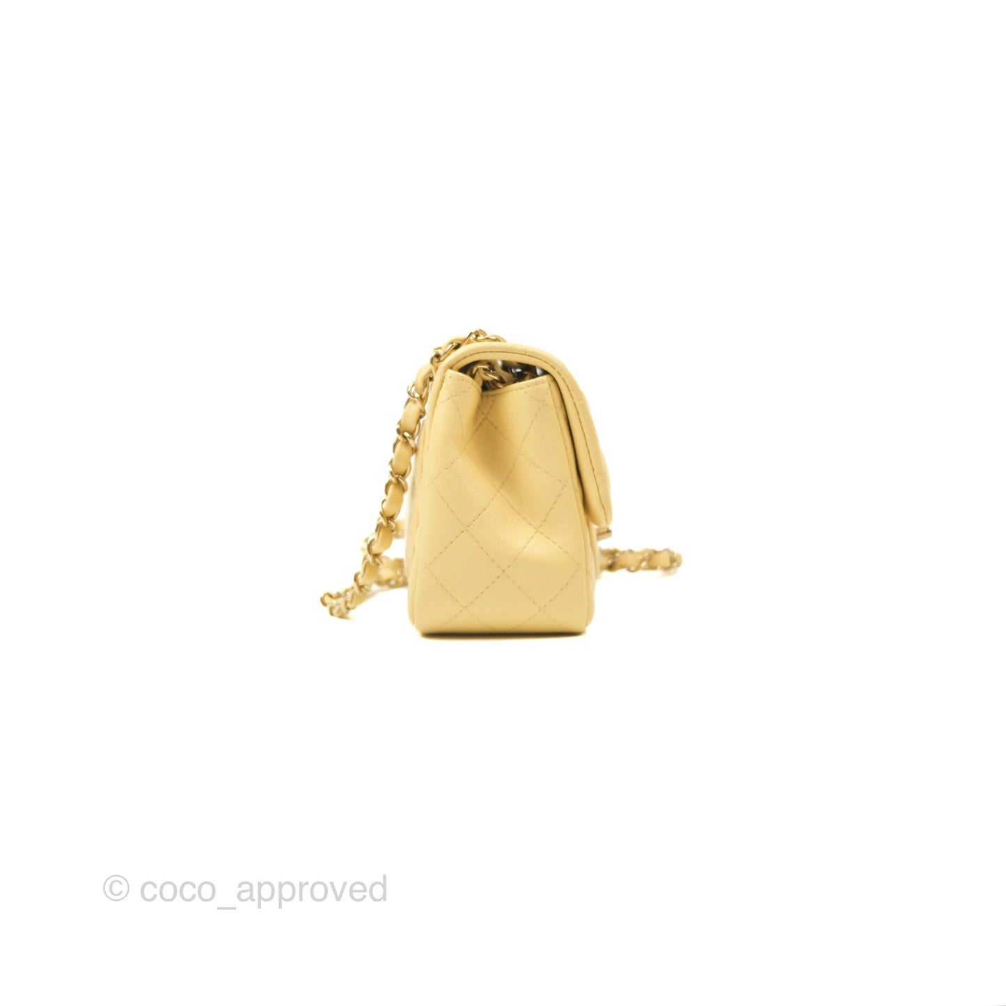 Chanel Quilted Mini Square Yellow Lambskin Gold Hardware