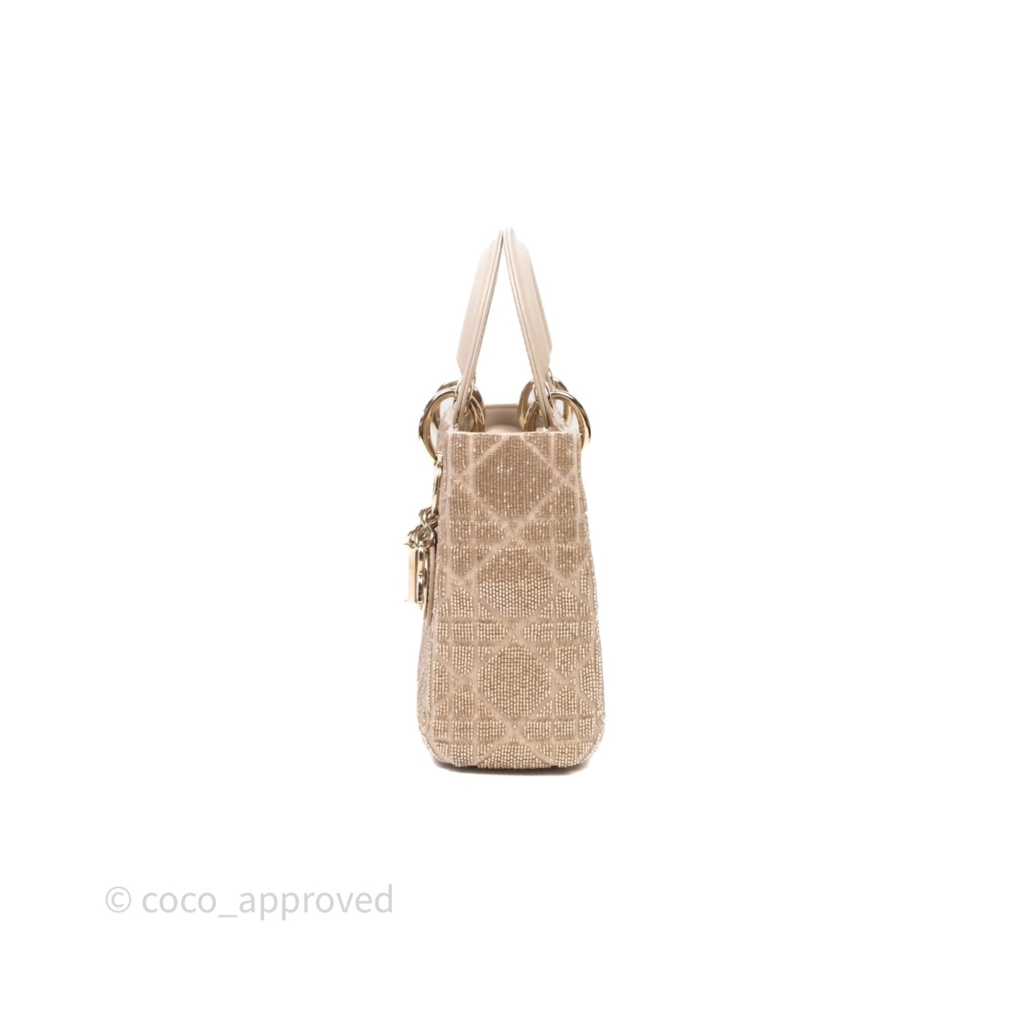 Christian Dior Mini Dior Caramel Beige Microbead-Embroidered Cotton with Cannage Motif