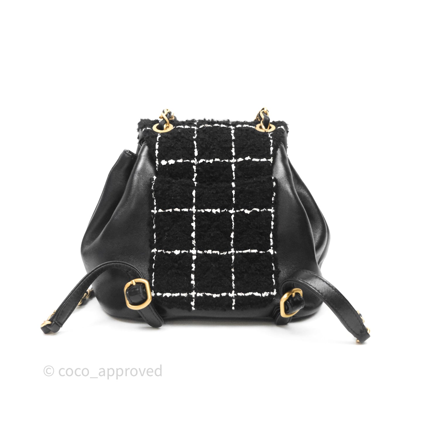 Chanel Duma Backpack Black Tweed Aged Gold Hardware