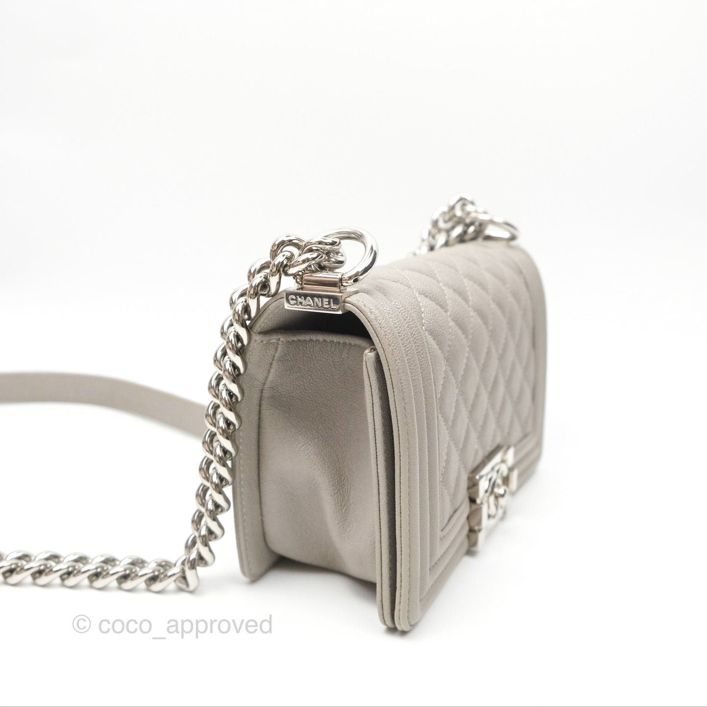 Chanel Small Boy Grey Caviar Silver Hardware