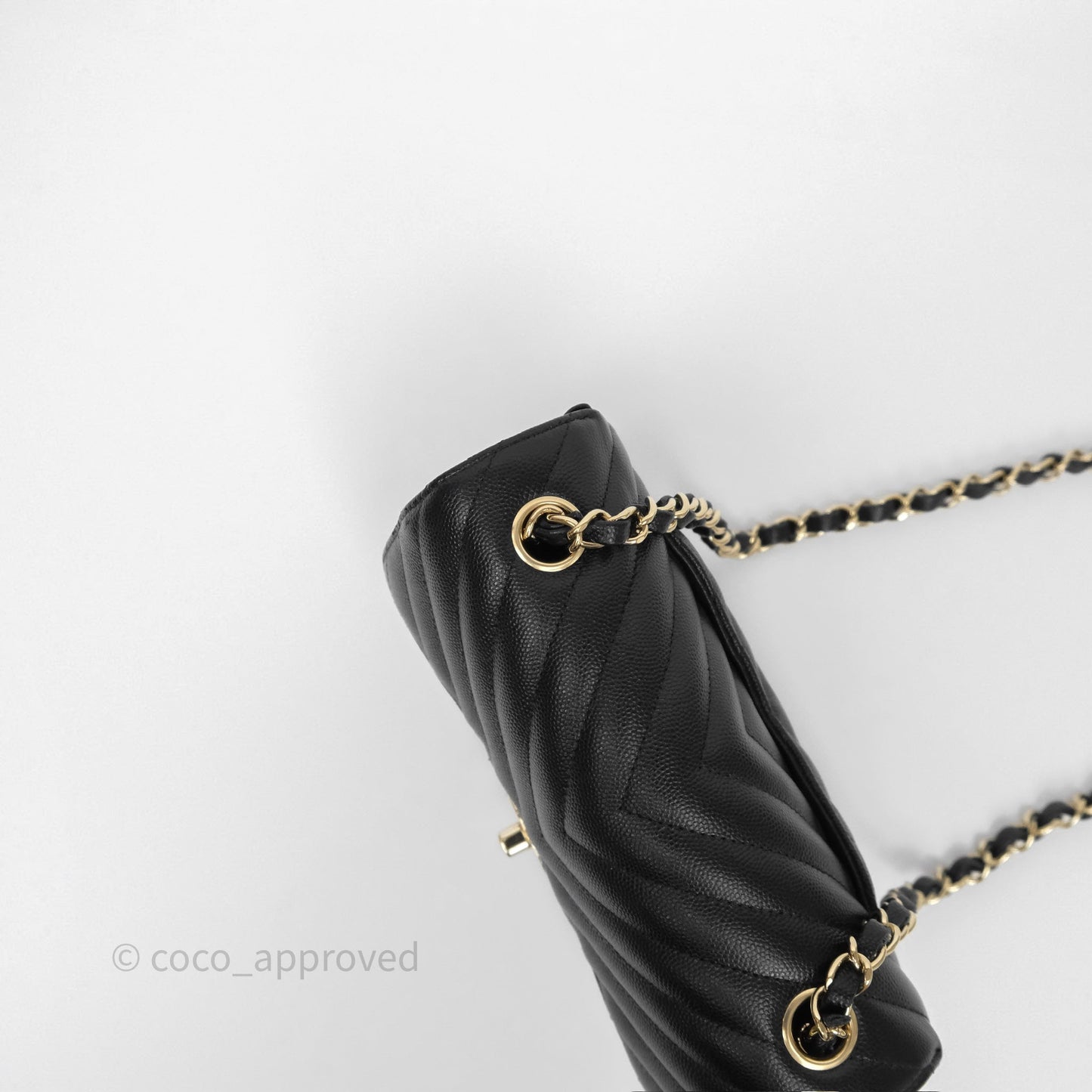 Chanel Mini Rectangular Chevron Black Caviar Gold Hardware