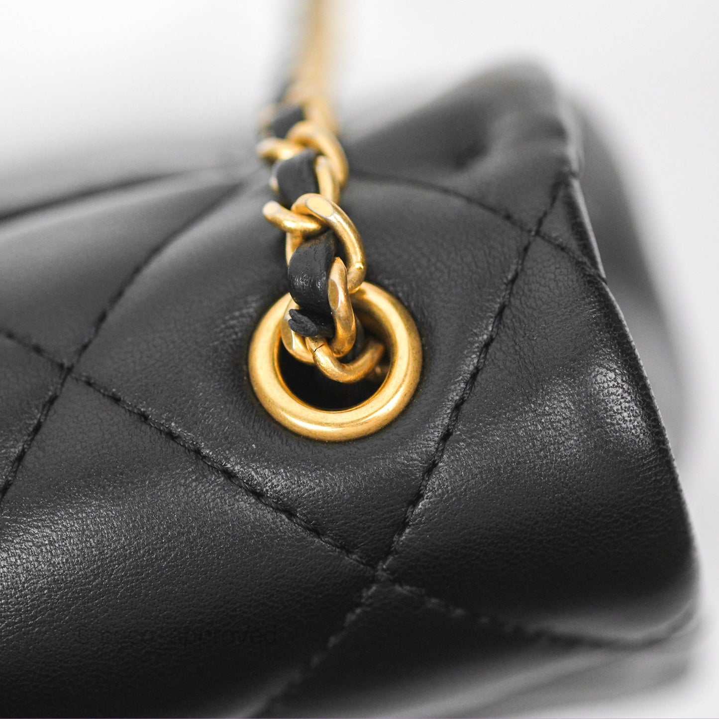 Chanel Mini Flap Bag With Heart CC Charm Black Lambskin Aged Gold Hardware