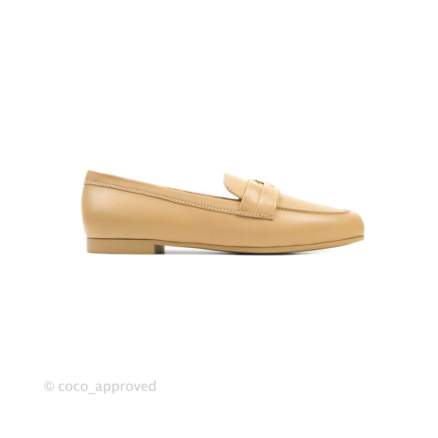 Chanel CC Beige Loafers Size 38