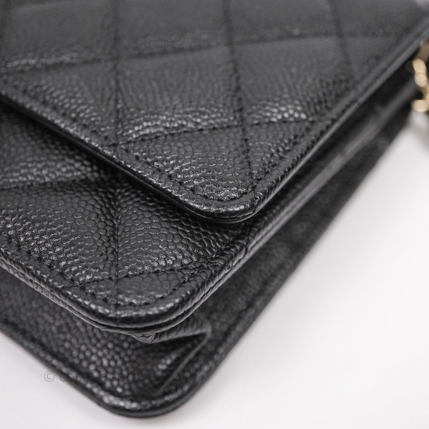 Chanel WOC With Ribbon Chain Black Caviar Gold Hardware
