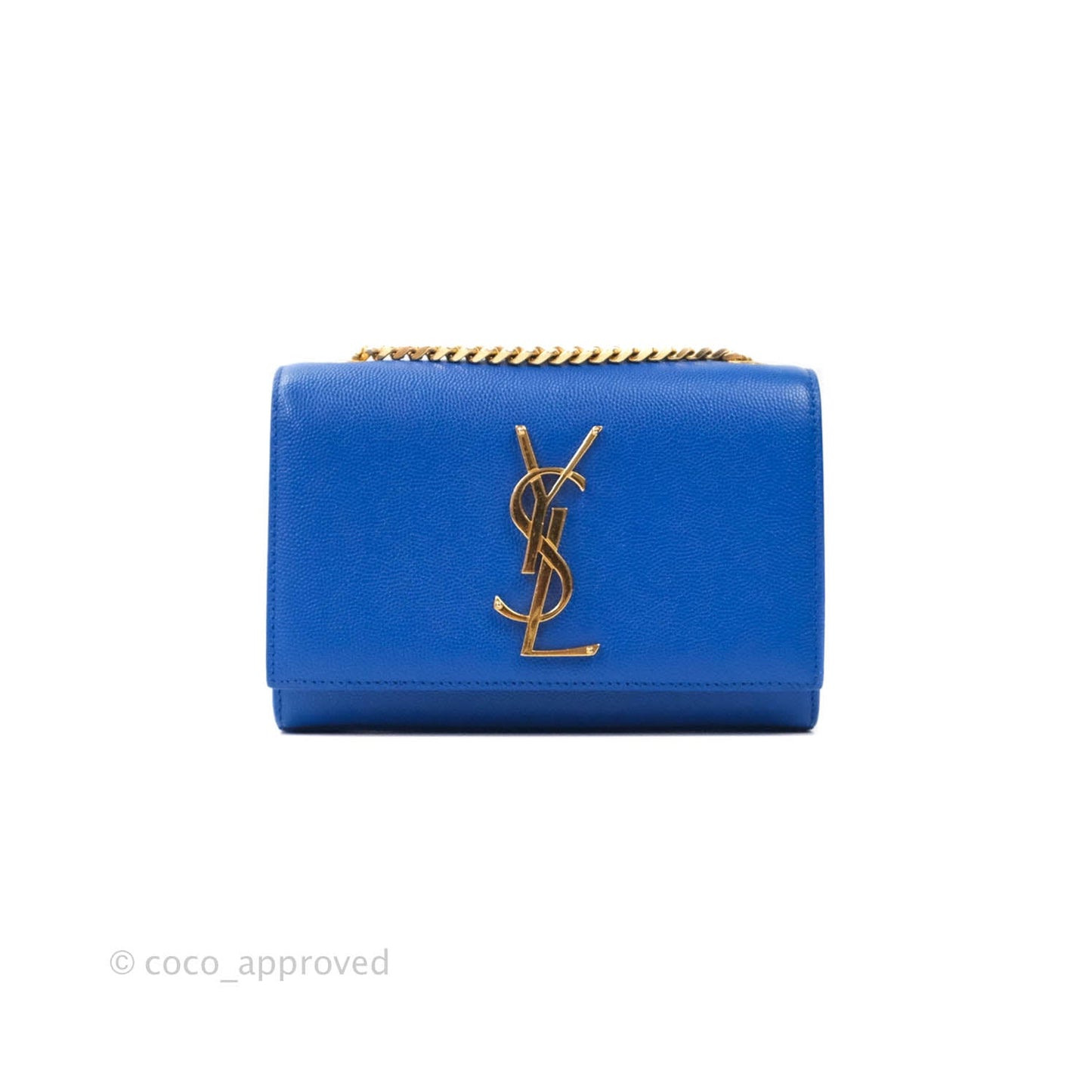 Saint Laurent Classic Kate Original Small Blue Grained Calfskin Gold Hardware
