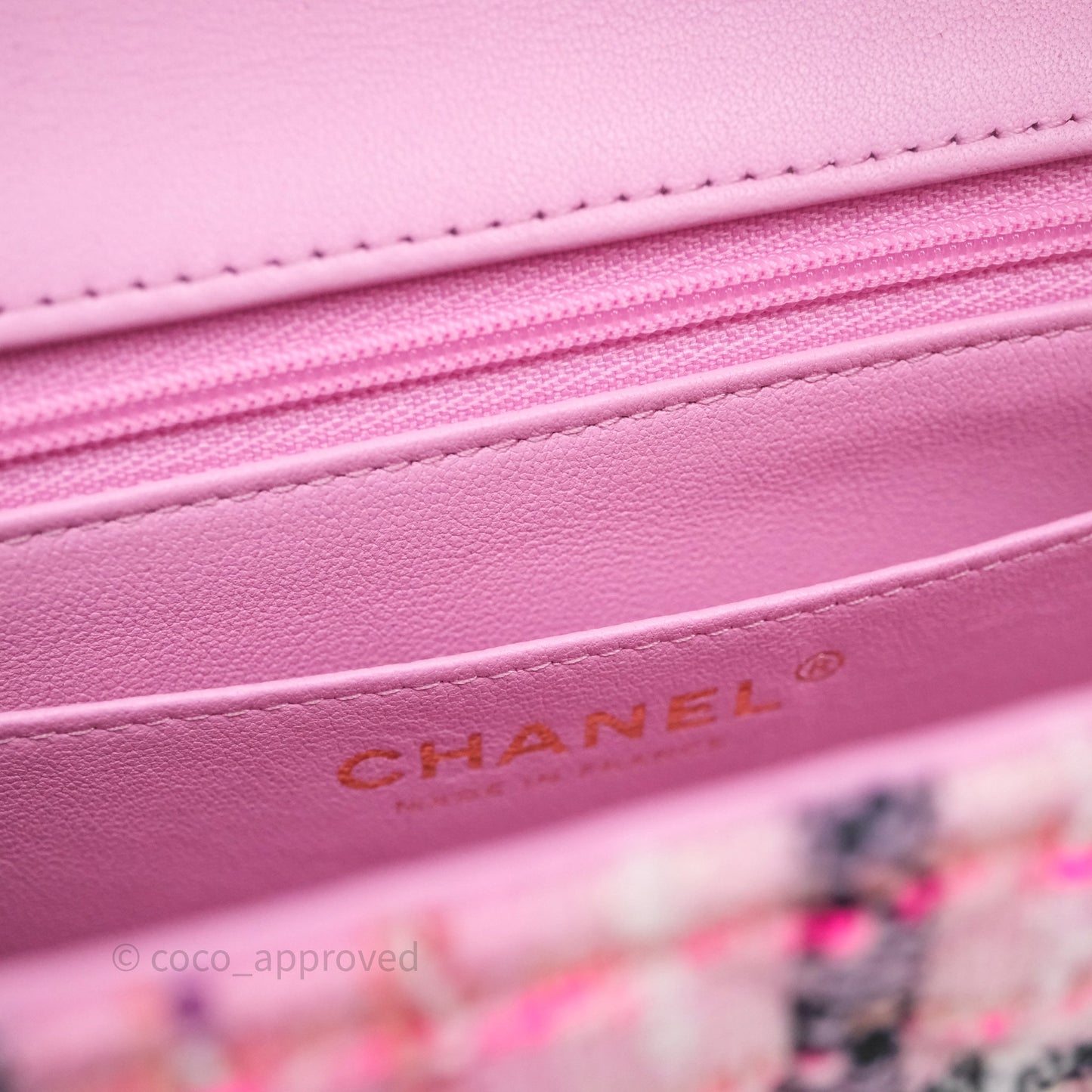 Chanel Quilted Mini Rectangular Flap Pink Tweed Gold Hardware