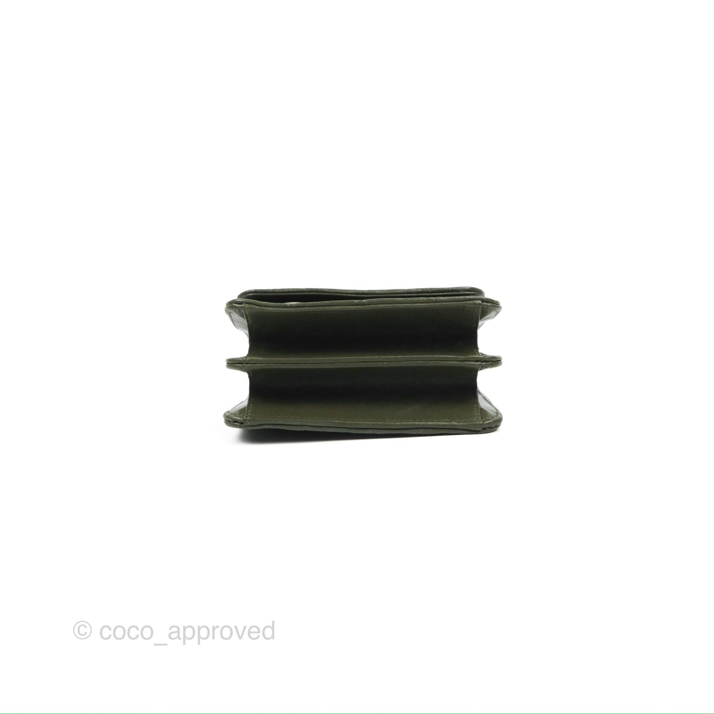 Chanel Top Handle Clutch With Chain Army Green Lambskin Aged Gold Hardware