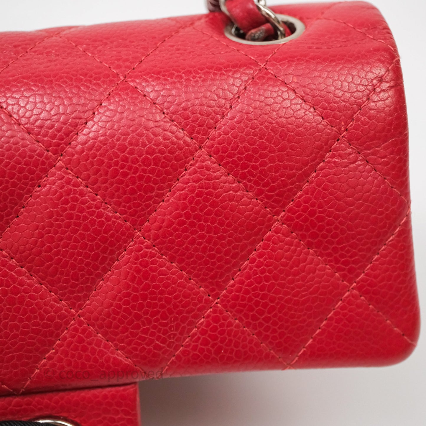 Chanel Quilted Mini Rectangular Flap Red Caviar Silver Hardware