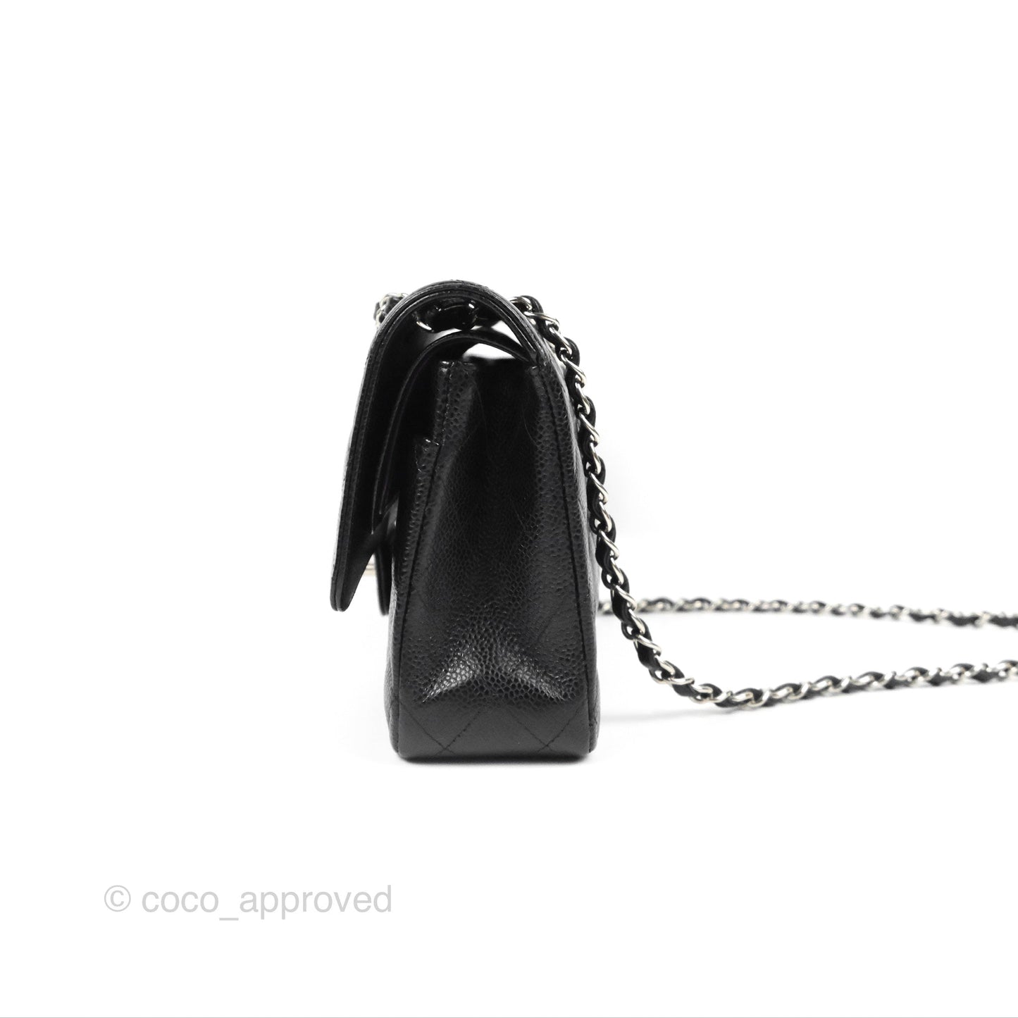 Chanel Classic M/L Medium Flap Quilted Black Caviar Silver Hardware