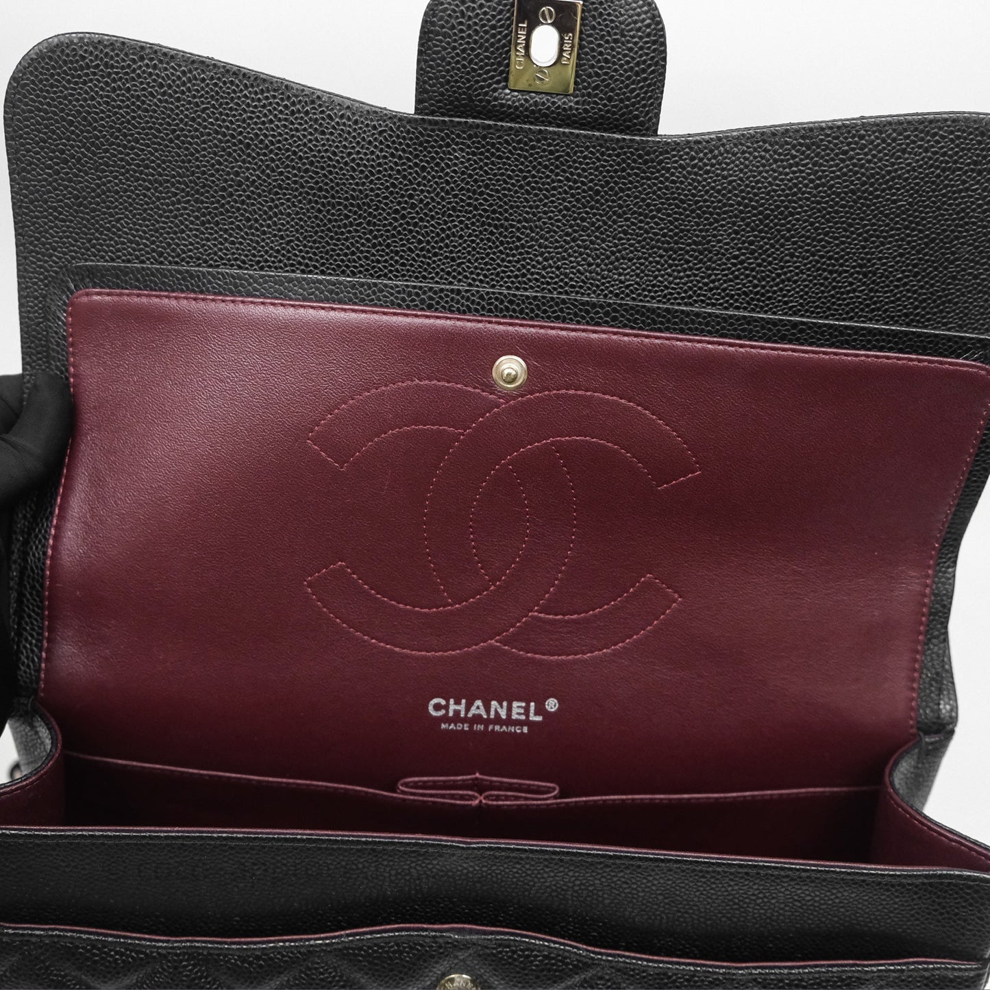 Chanel Jumbo Double Flap Black Caviar Silver Hardware⁣⁣