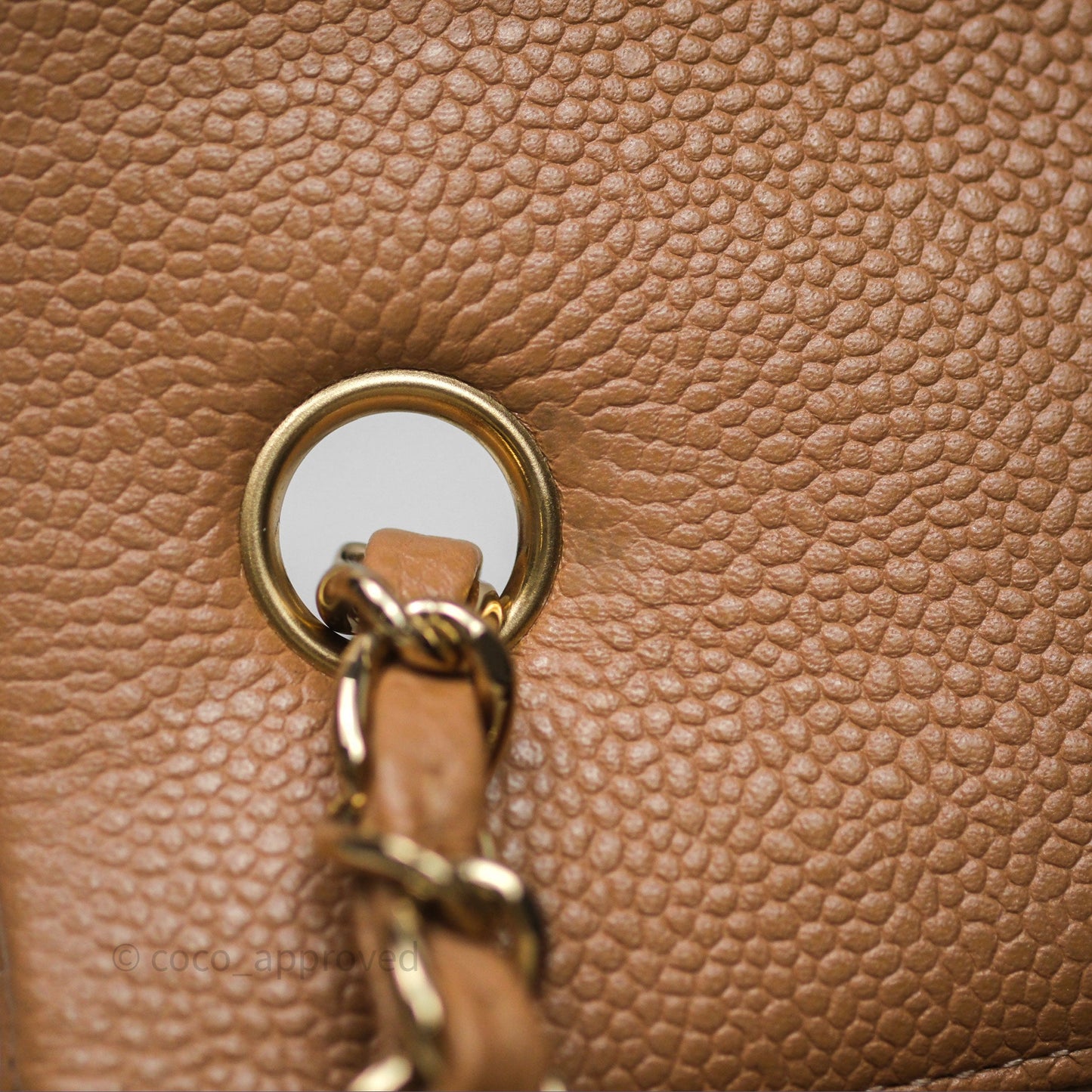 Chanel Mini Rectangular Quilted Dark Beige Caviar Gold Hardware