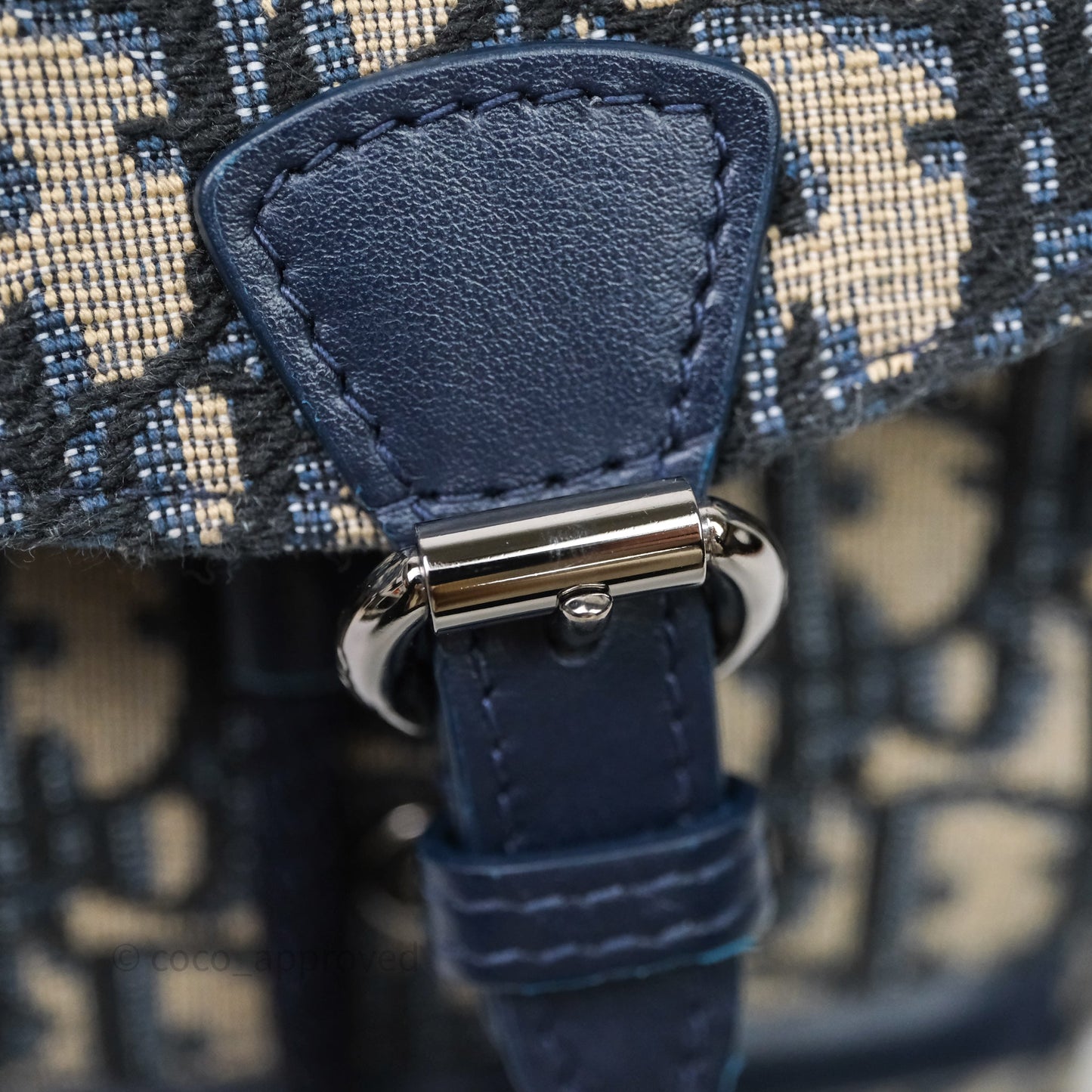Christian Dior Mini Backpack Oblique Jacquard Beige and Blue
