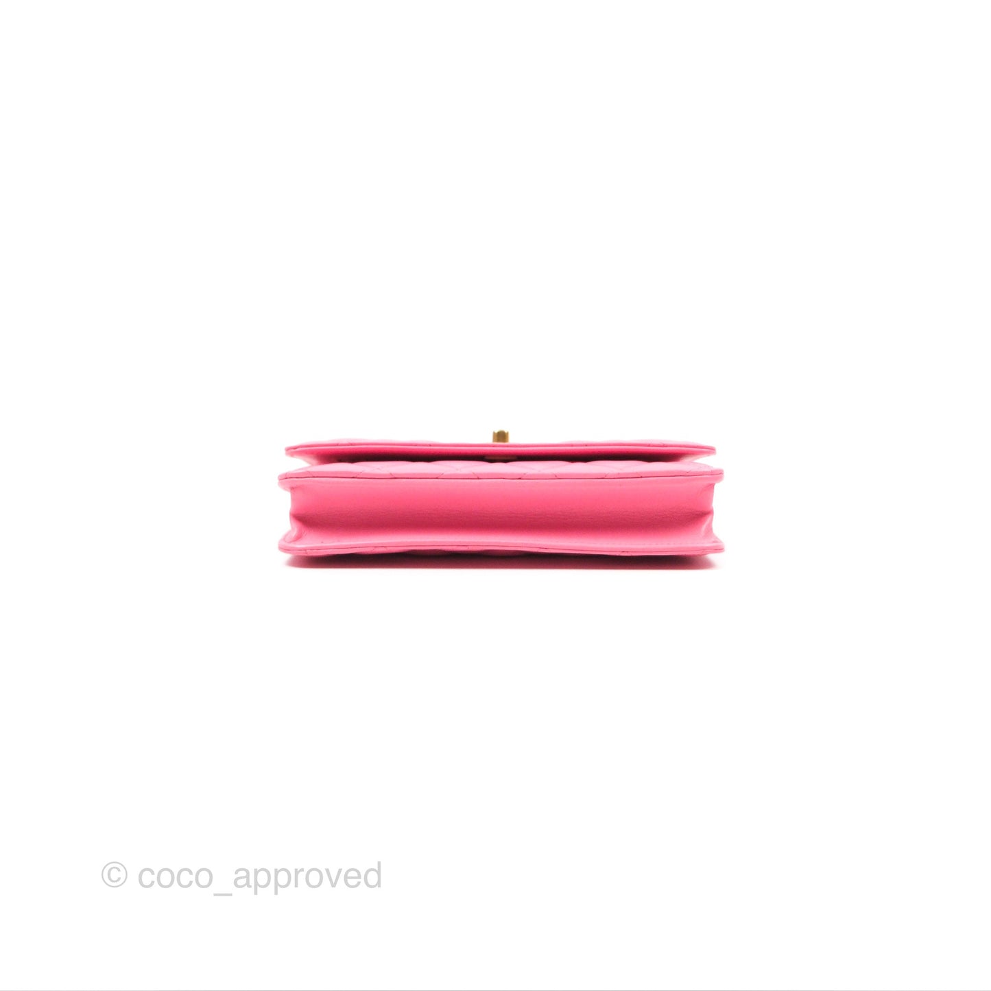 Chanel Quilted Pearl Crush Wallet on Chain WOC Pink Lambskin Aged Gold Hardware