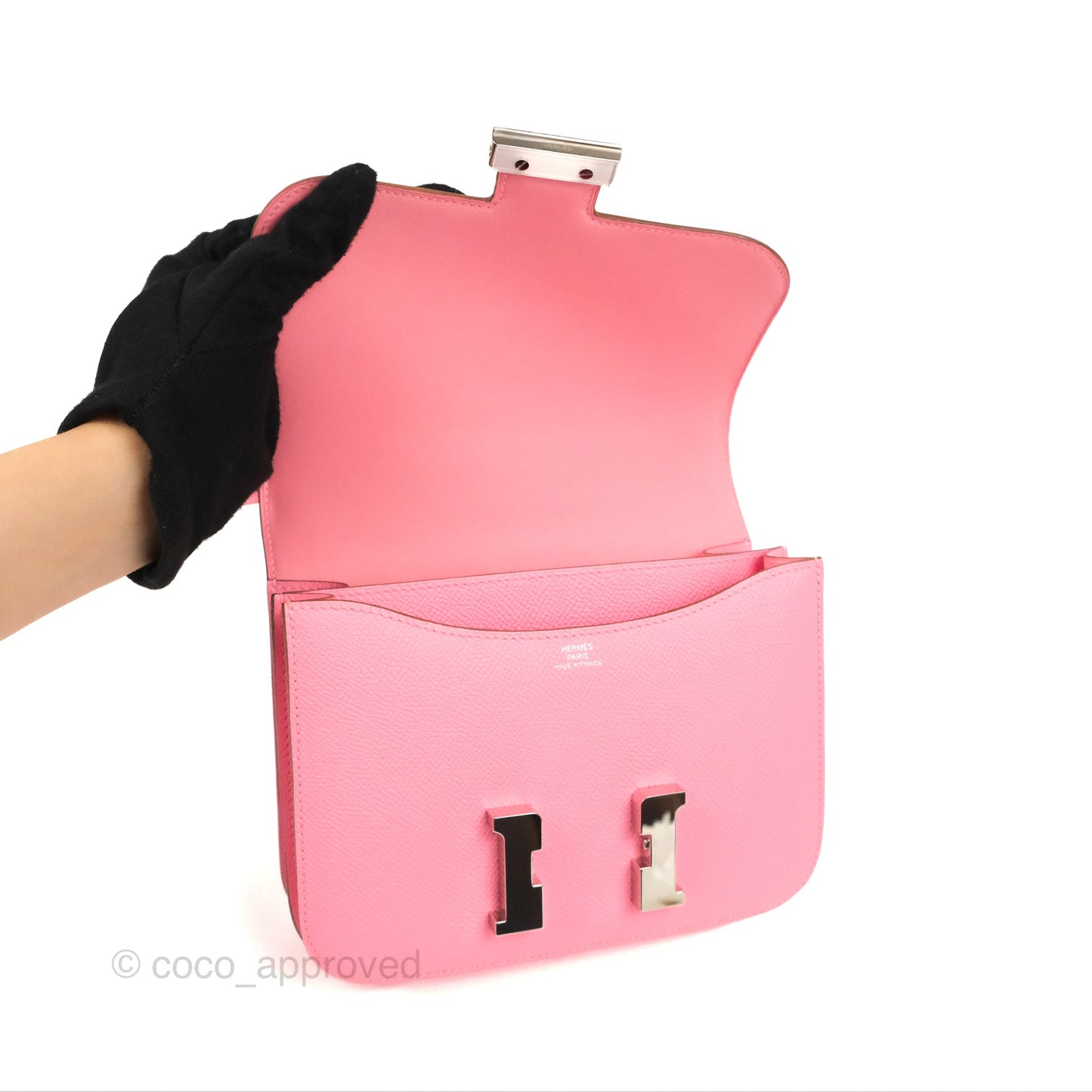 Hermès Constance Mini 18cm Rose d'ete Epsom Palladium Hardware