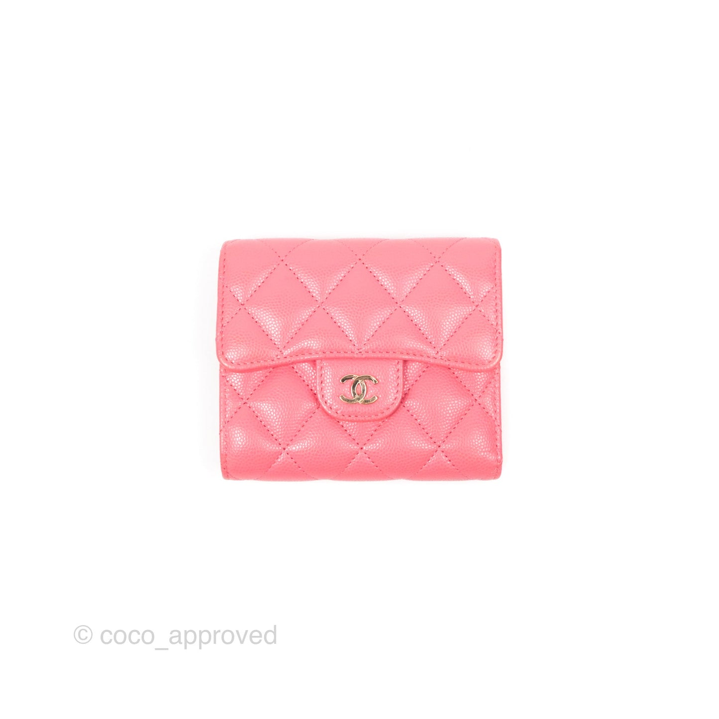 Chanel Classic Short Flap Wallet Pink Caviar Gold Hardware⁣