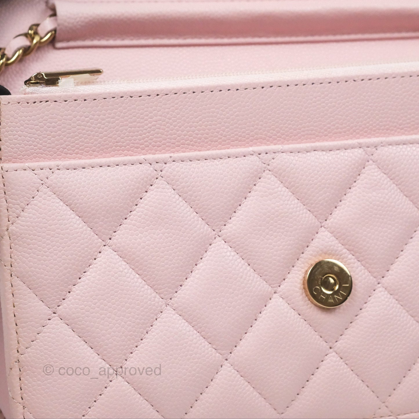 Chanel Quilted Classic Wallet on Chain WOC Pink Caviar Gold Hardware