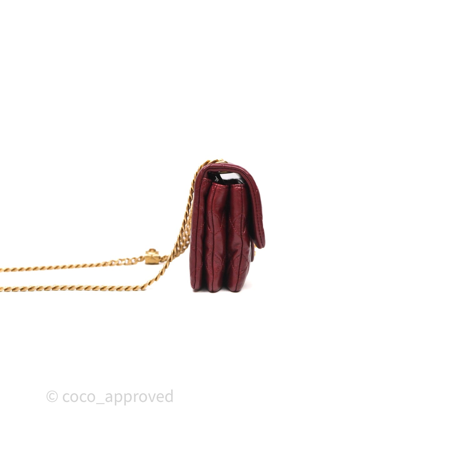 Chanel Small All Slide Adjustable Chain Flap Bag Burgundy Lambskin Aged Gold Hardware