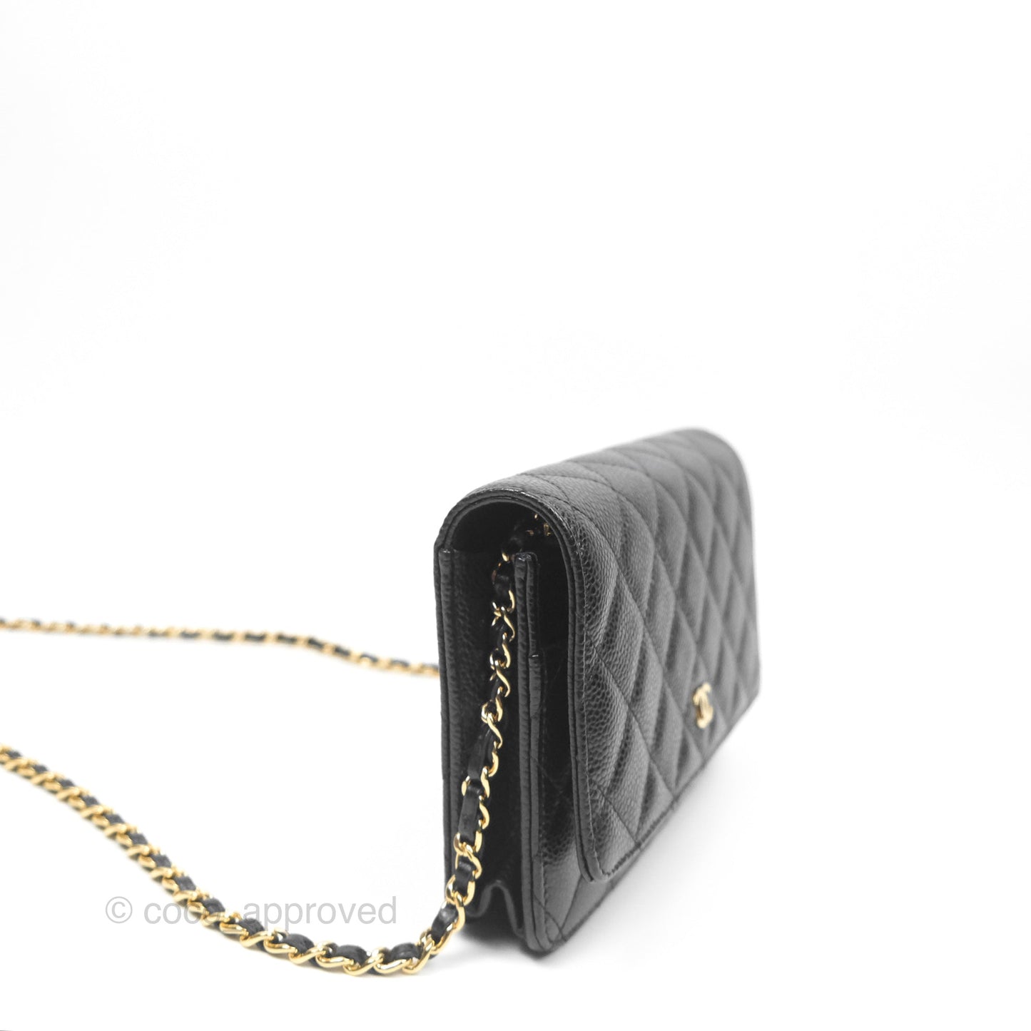 Chanel Classic Wallet On Chain WOC Quilted Black Caviar Gold Hardware