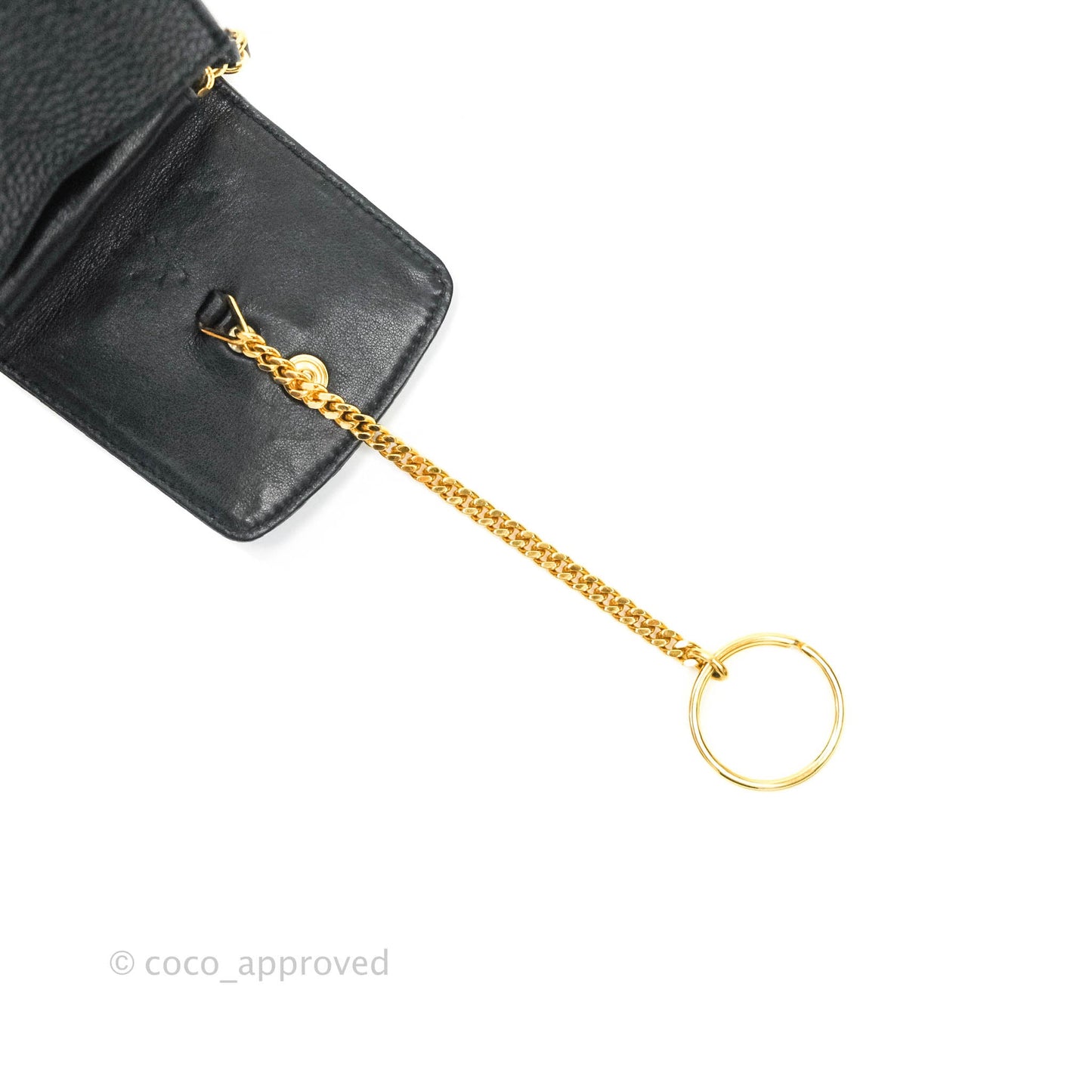 Chanel Vintage CC Caviar Black Phone Case With Chain Gold Hardware
