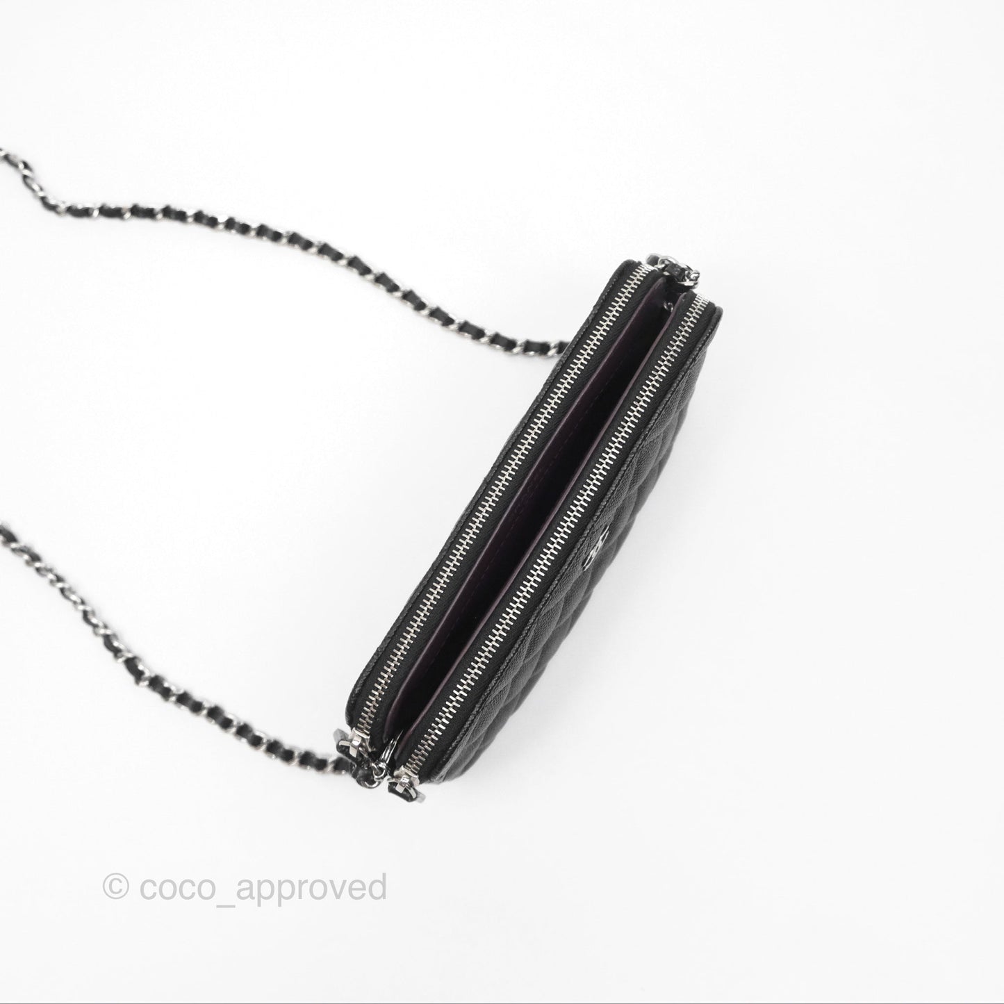 Chanel Clutch with Chain Black Caviar Silver Hardware