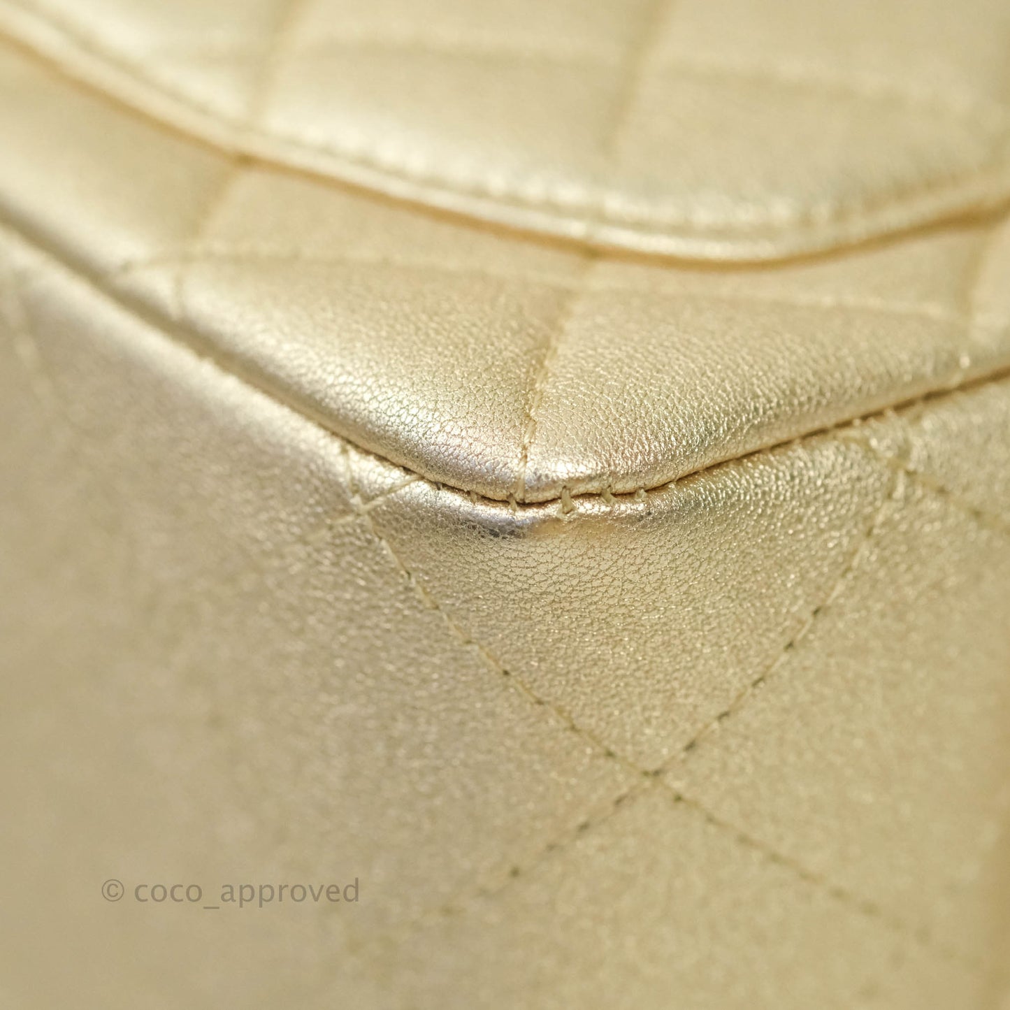 Chanel Classic Quilted Mini Square Flap Iridescent Gold Gold Hardware 21P