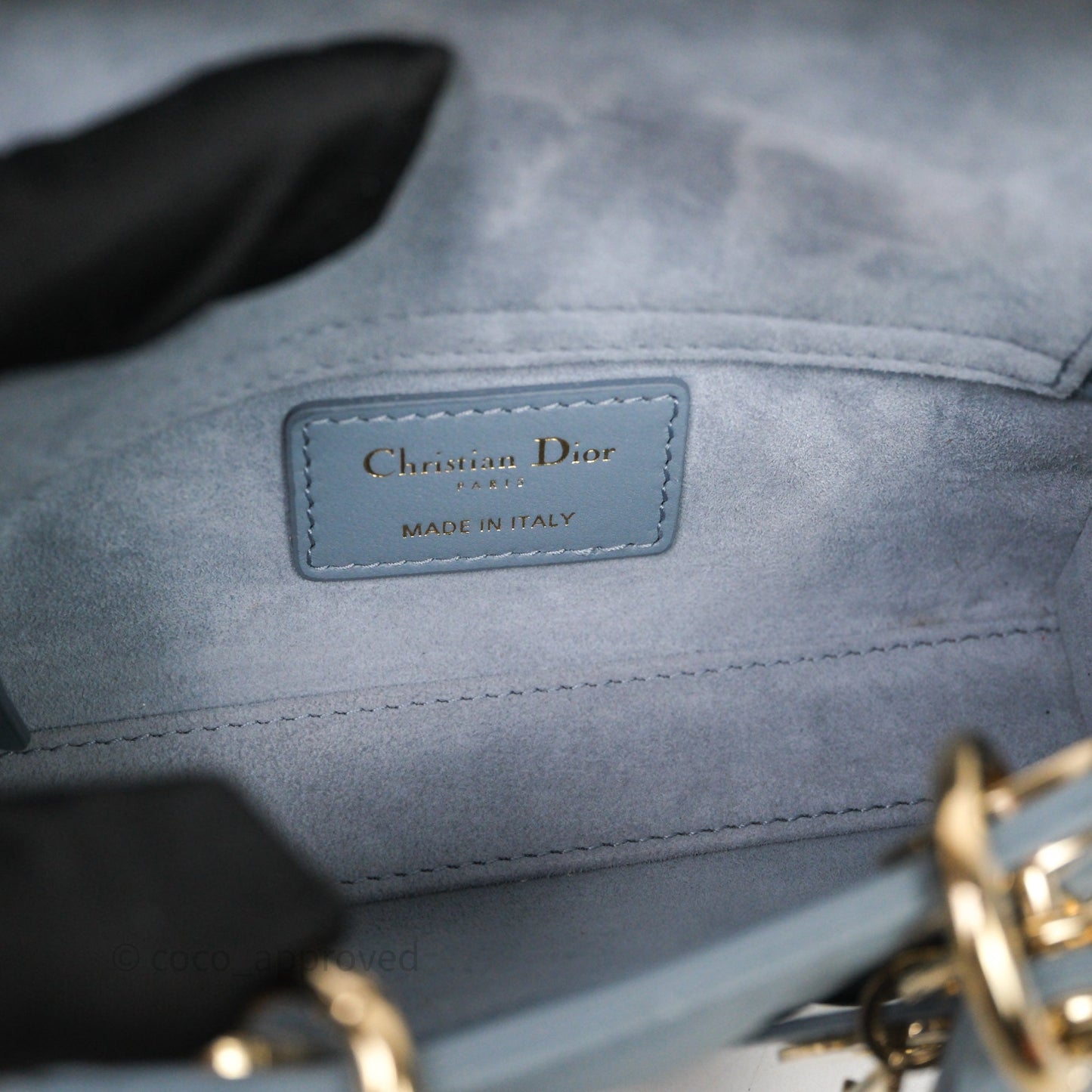 Christian Dior Micro Lady D-Joy Bag Blue Cannage Lambskin Light Gold Hardware