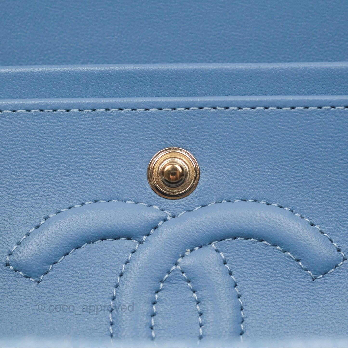 Chanel Quilted Small Double Flap Blue Printed Denim Gold Hardware