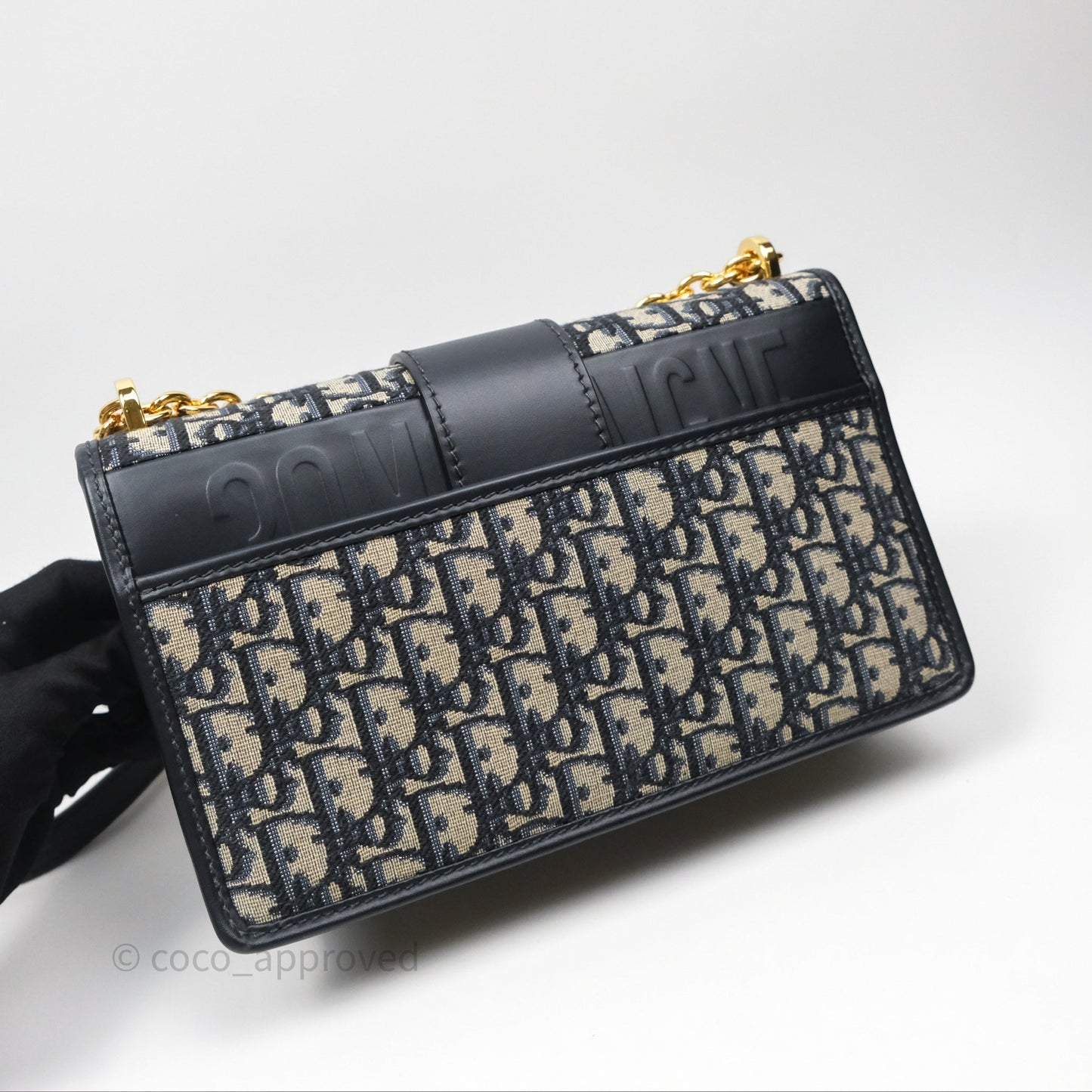 Christian Dior 30 Montaigne Chain Bag Blue Dior Oblique Jacquard