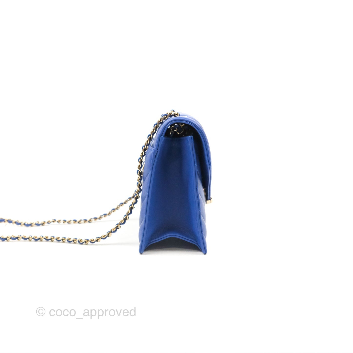 Chanel Chevron Square Envelope Flap Bag Royal Blue 19C
