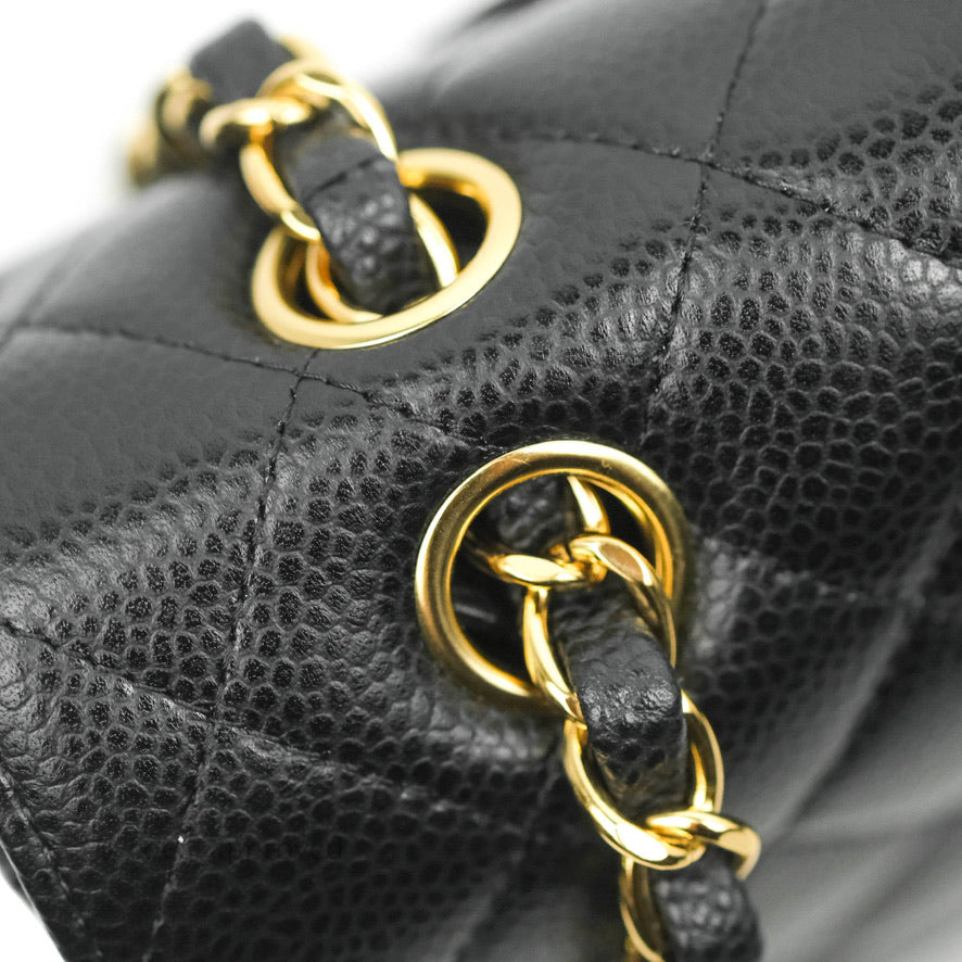 Chanel Classic Double Flap M/L Black Caviar Gold Hardware